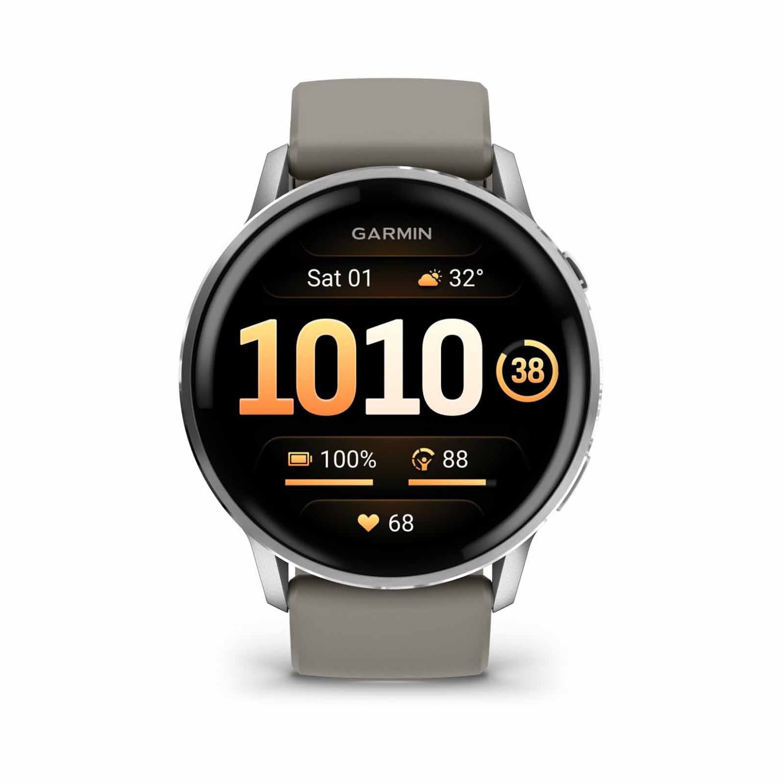 GARMIN Venu 4 - 45mm Silver With Silver Gray Silicone Band GM-010-03014-41-image 1