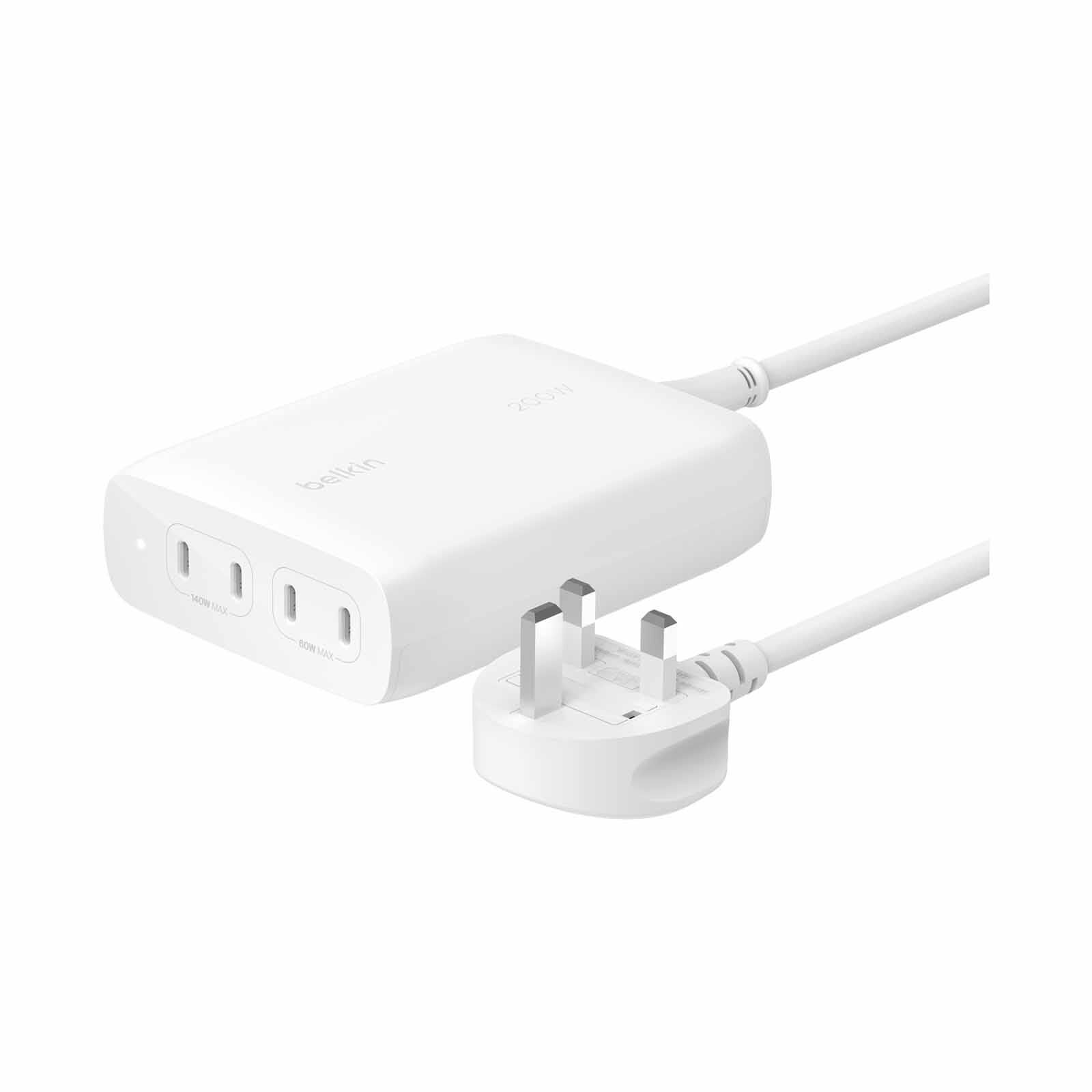 BELKIN 200w Usb-c Charger, Gan, 4-port WCH015MYWH