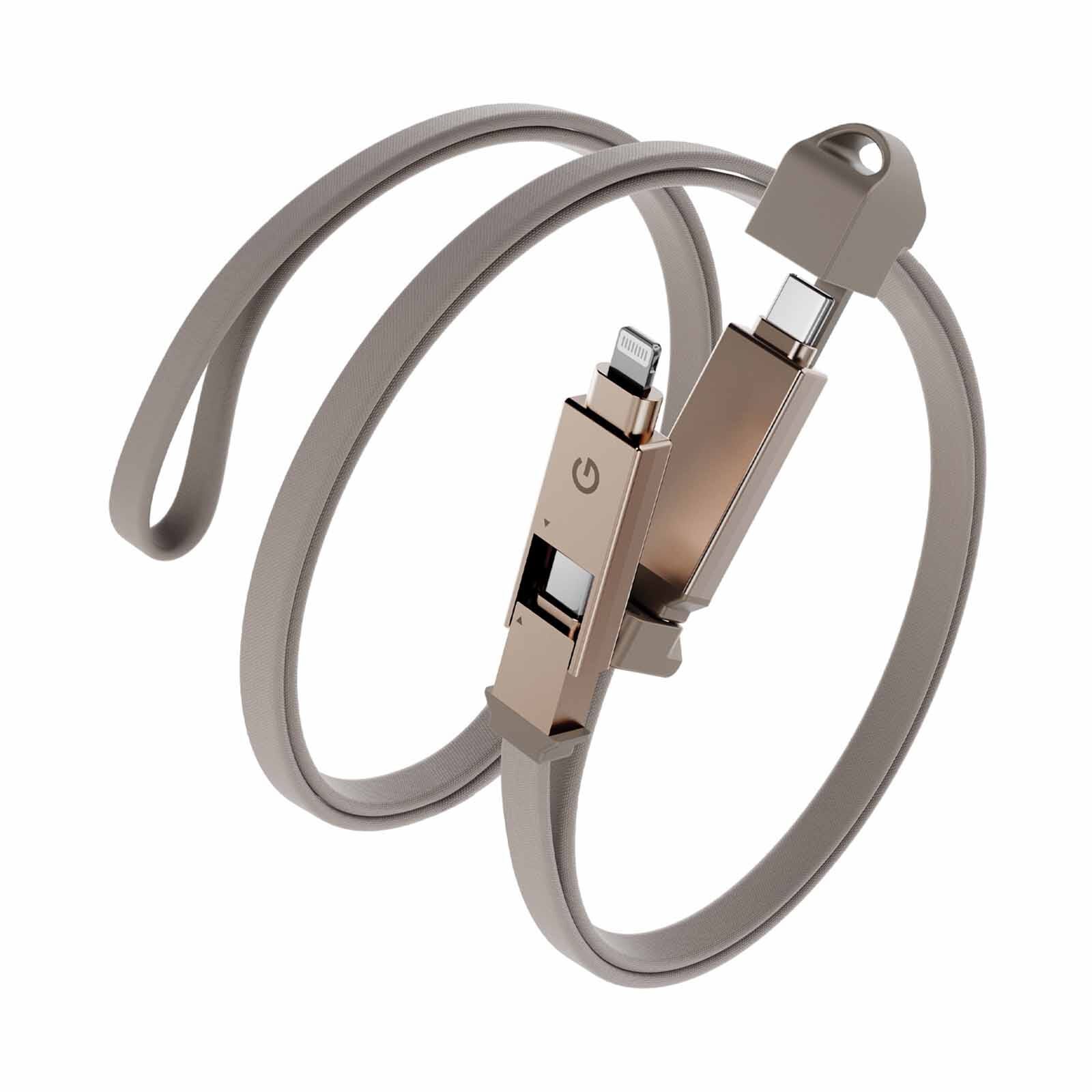 ENERGEA Sheath 2-in-1 C To C + Lightning Cable, 480mbps, 60, 1m -gold CBL-60SHTH-GLD100-image 1