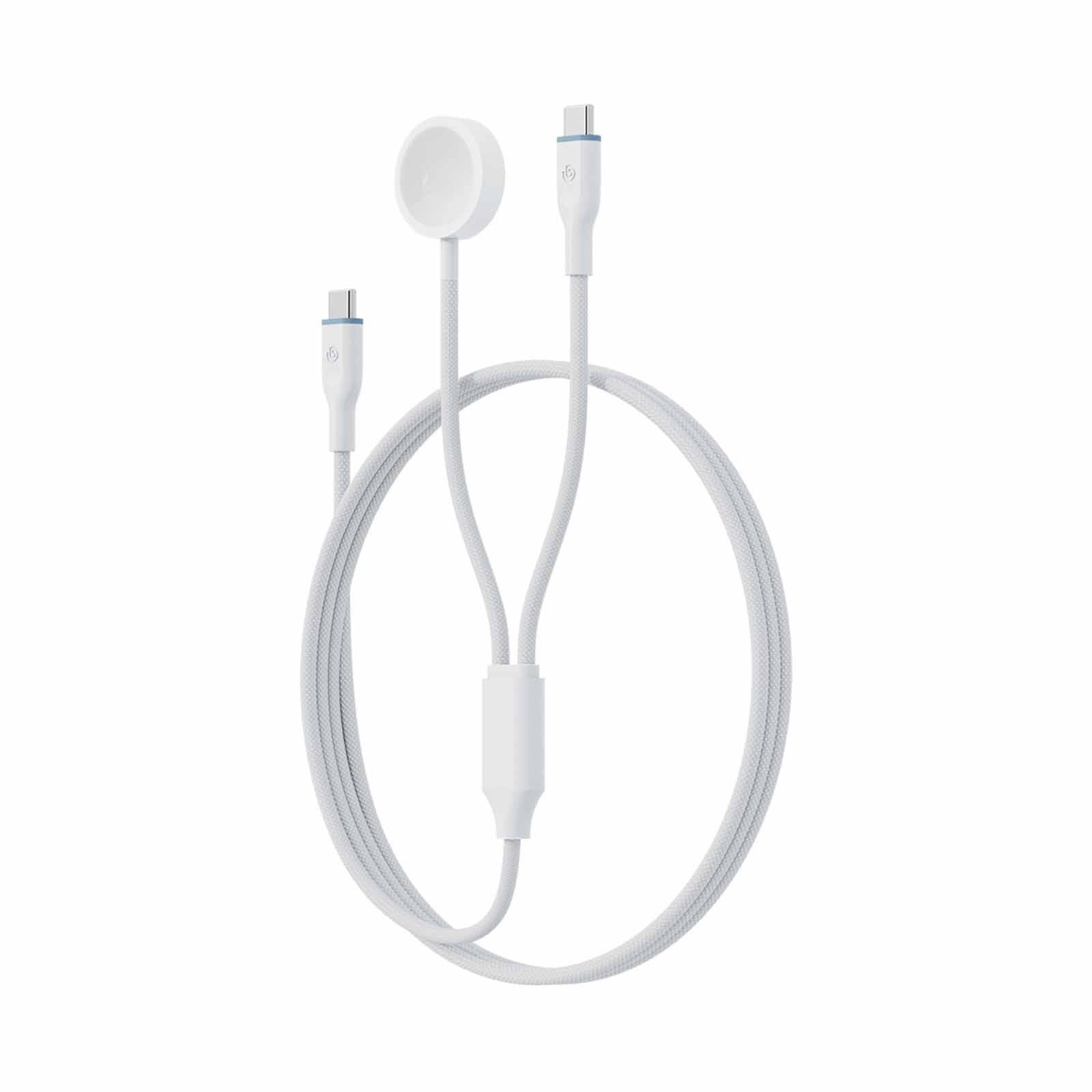 BAZIC Gocharge Deuce Cable, Usb-c To C With Watch Charger 1.8m- White CBL-GCDCW-WHT180