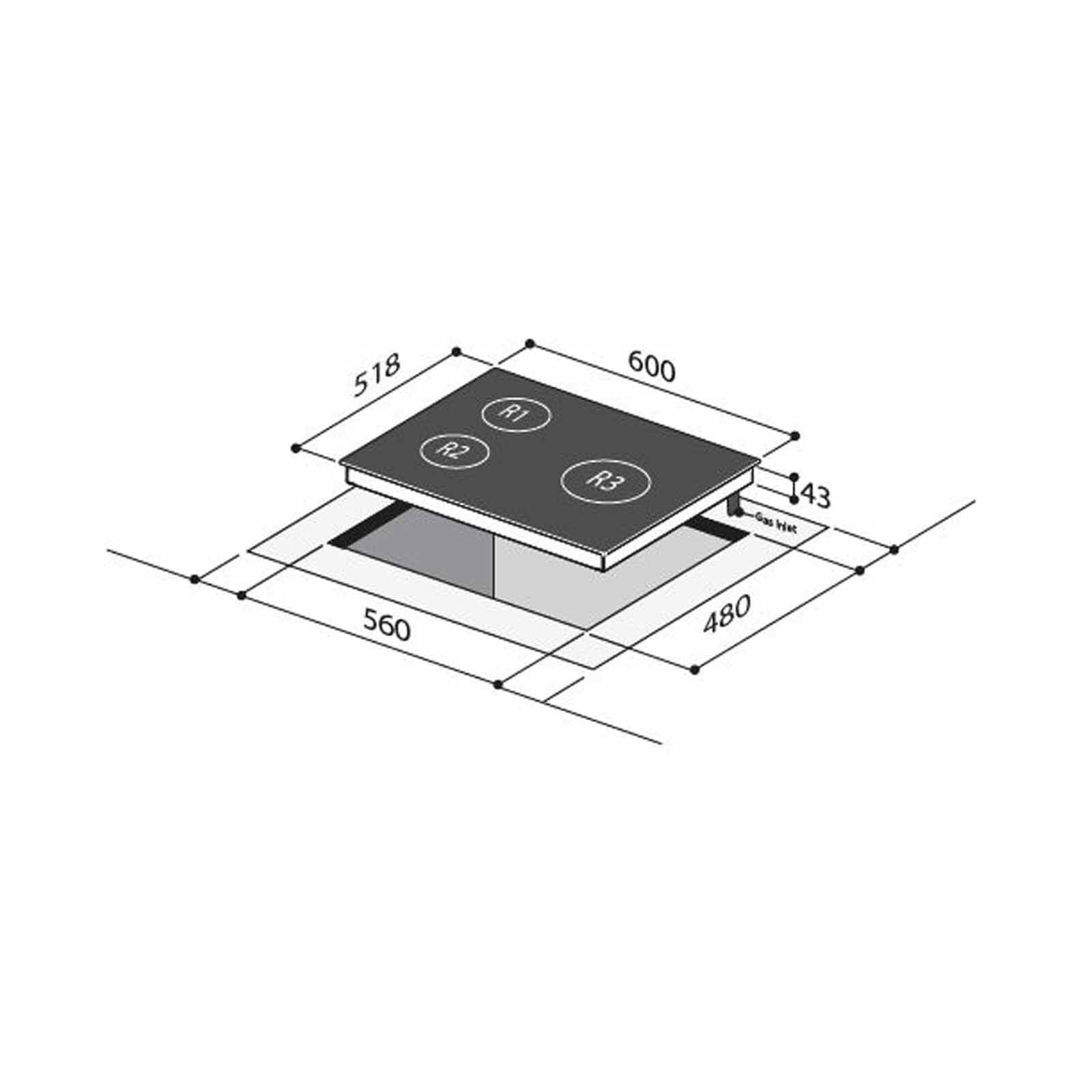 MAYER 60cm 3 Burner Glass Gas Hob (exclude Installation) MMGH633HI-image 2
