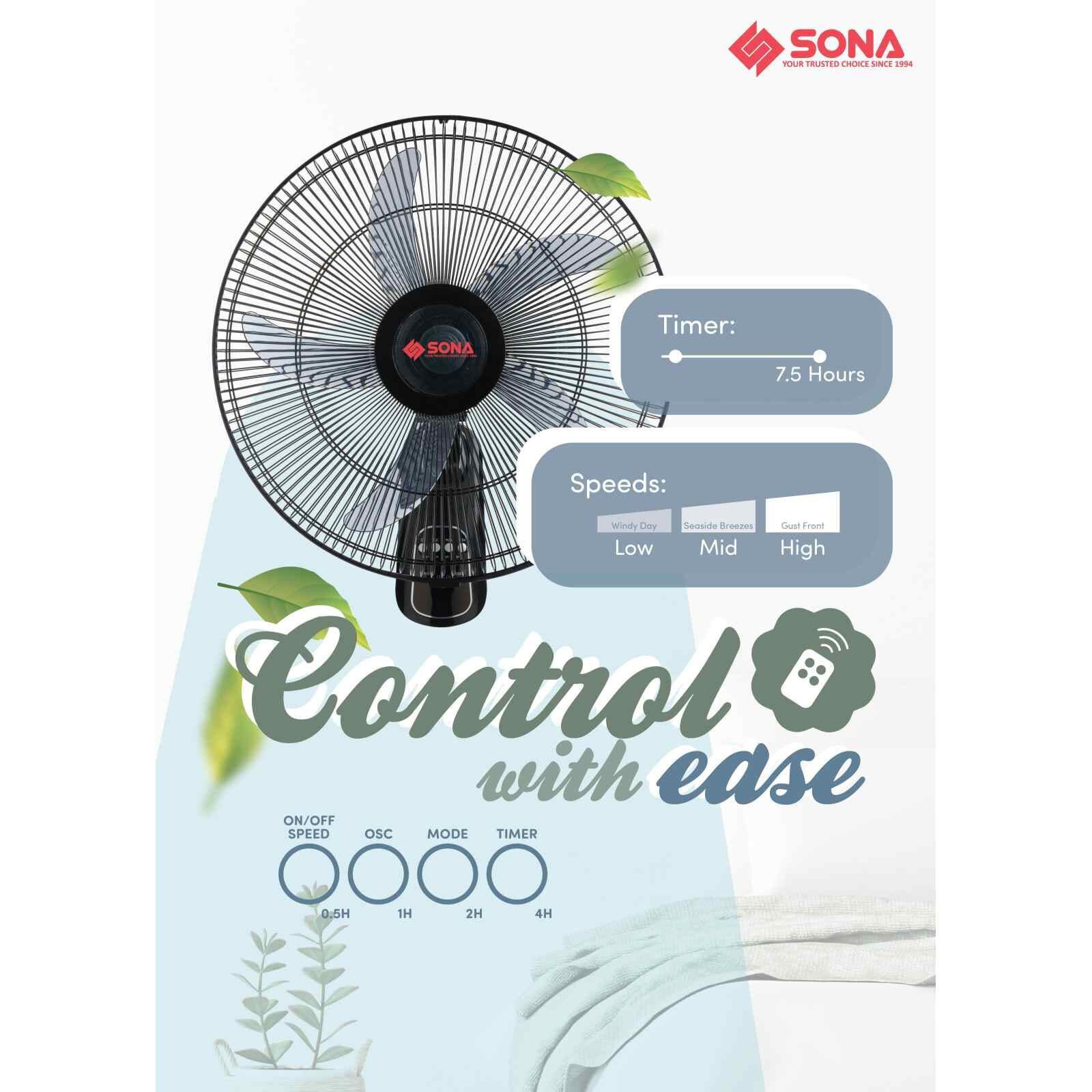 SONA 18 In Wall Fan (black) SFW1572-image 5