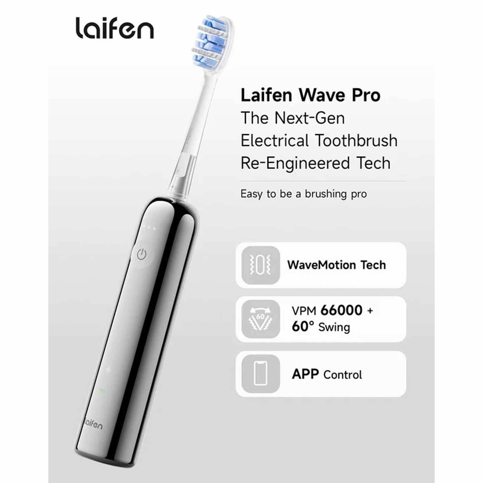 LAIFEN Wave Pro Electric Toothbrush - Stainless Steel WAVE PRO STAINLESS STEEL-image 4