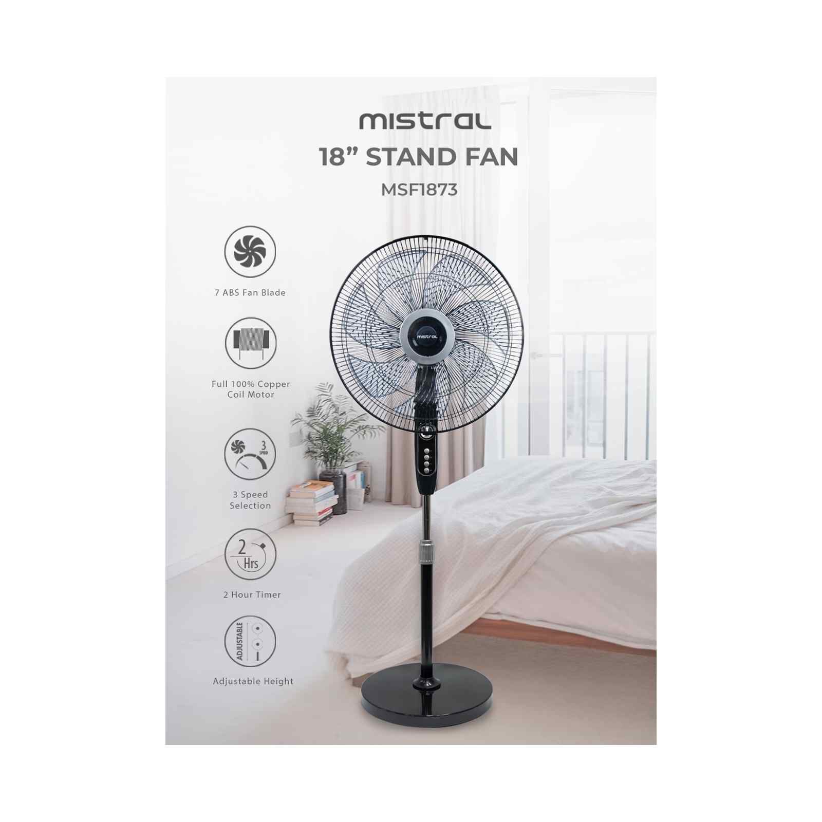 MISTRAL 18 In Stand Fan -black MSF1873-image 6