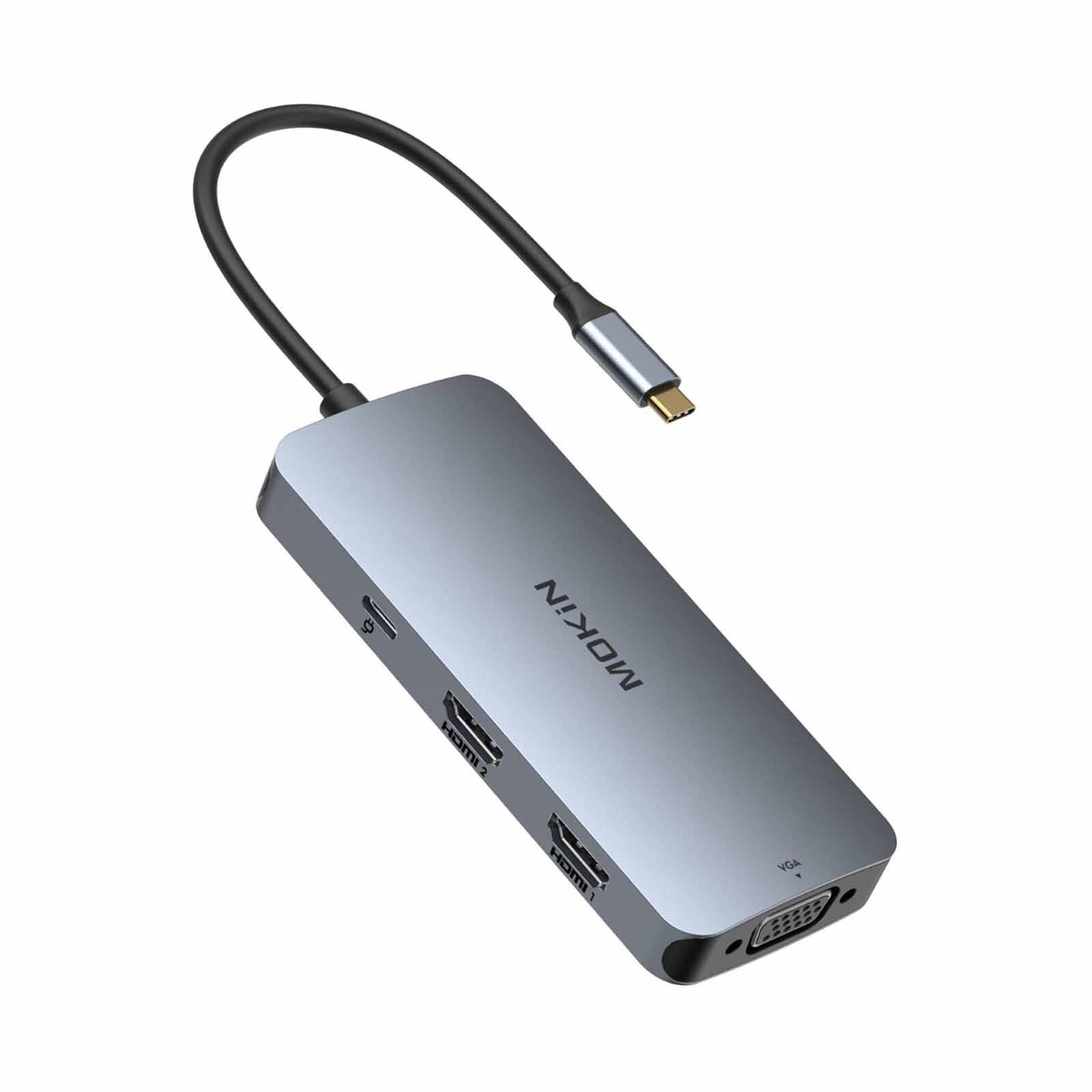 MOKIN 7 In 1 2xhdmi+1xvga+1xusb-c3.0+2xusb A 2.0+pd Charging Hub MK-MOUC0516