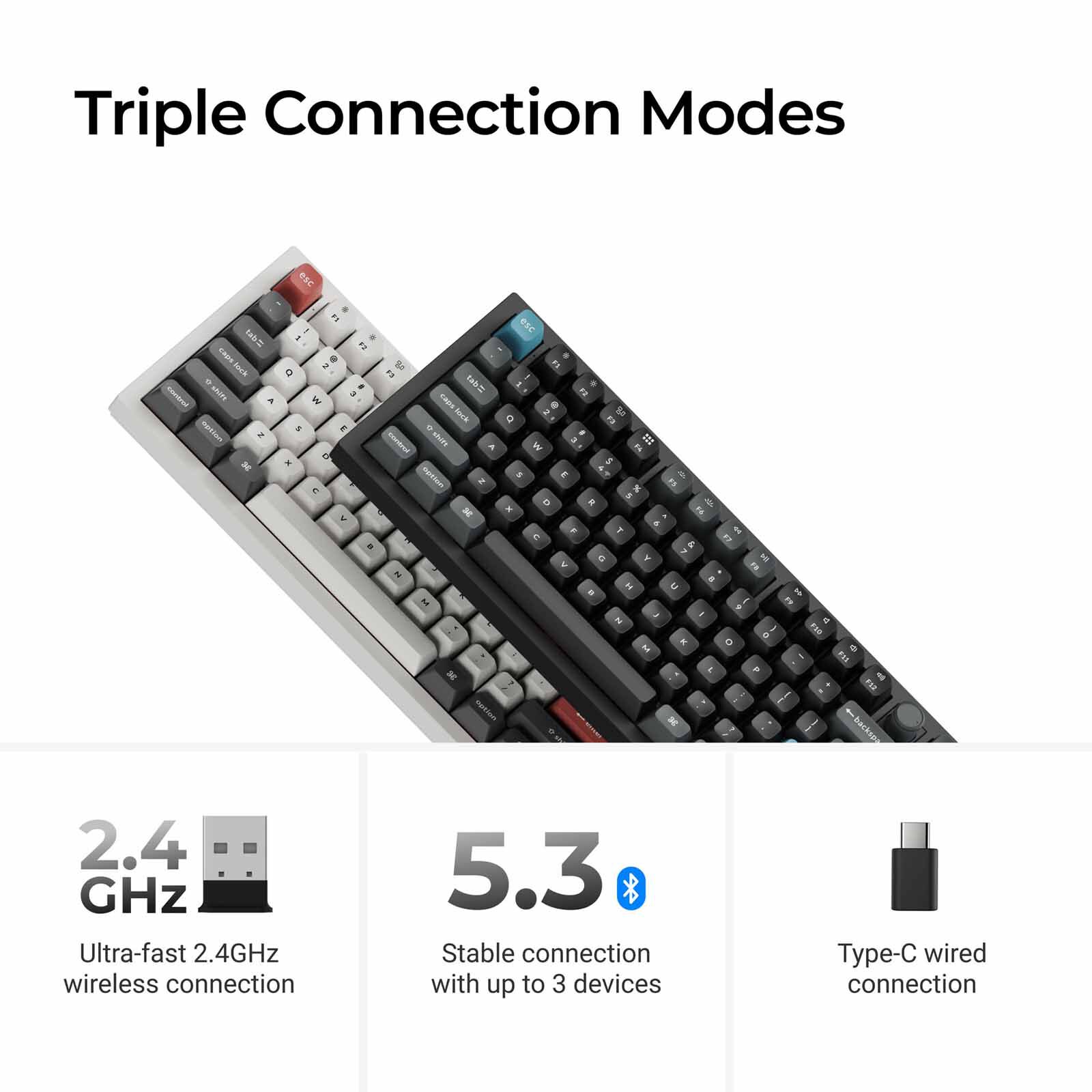 KEYCHRON Q3 Ultra 8k 80% 87 Key Black Knob Rgb Hot-swap Silk Pom Red Switch KYCN-Q3U-M1-image 3
