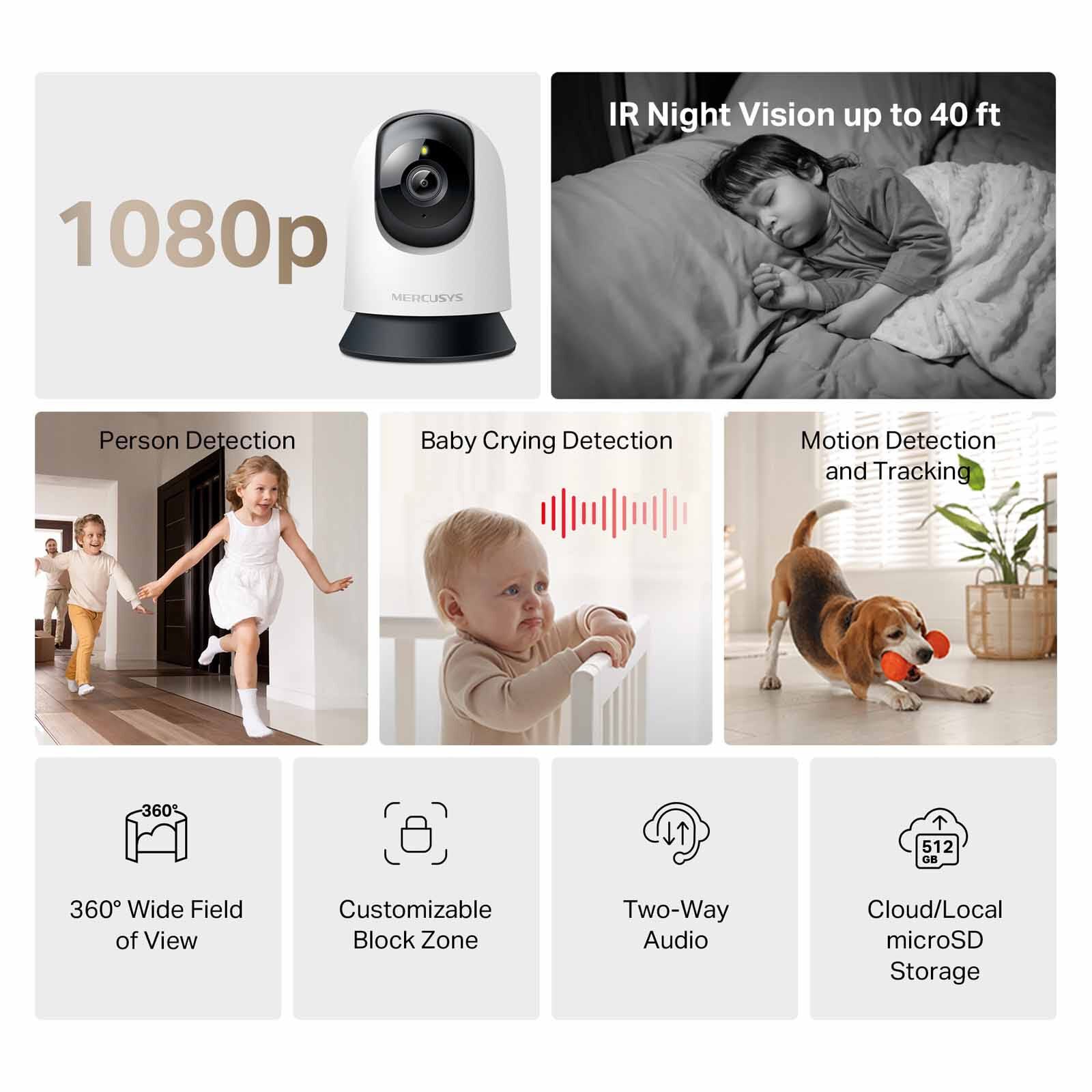 TP LINK Pan/tilt Home Security Wi-fi Camera MERCUSYS MC200-image 7