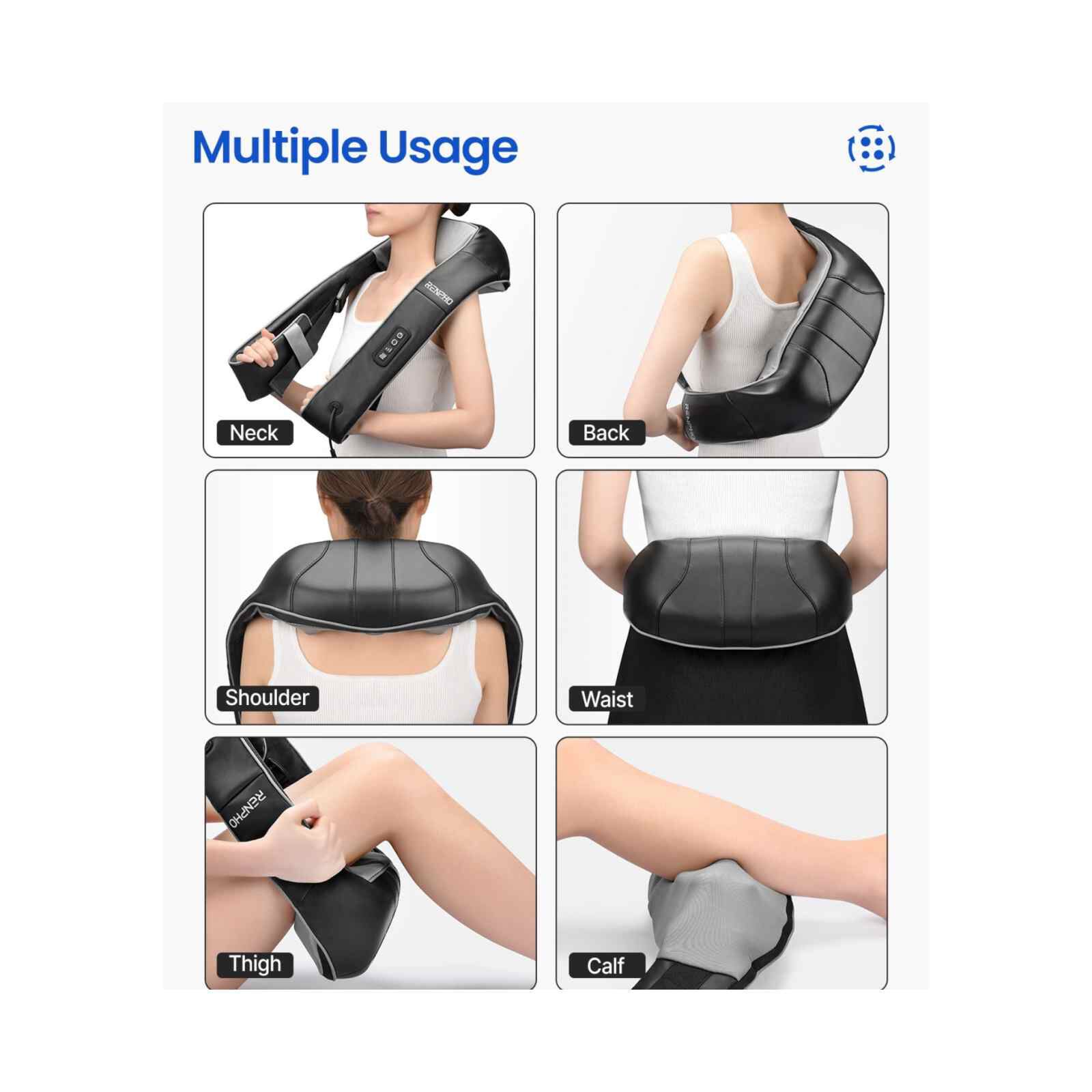 RENPHO Shiatsu Neck And Shoulder Massager With Adjustable Strap SNM066-BK-image 11