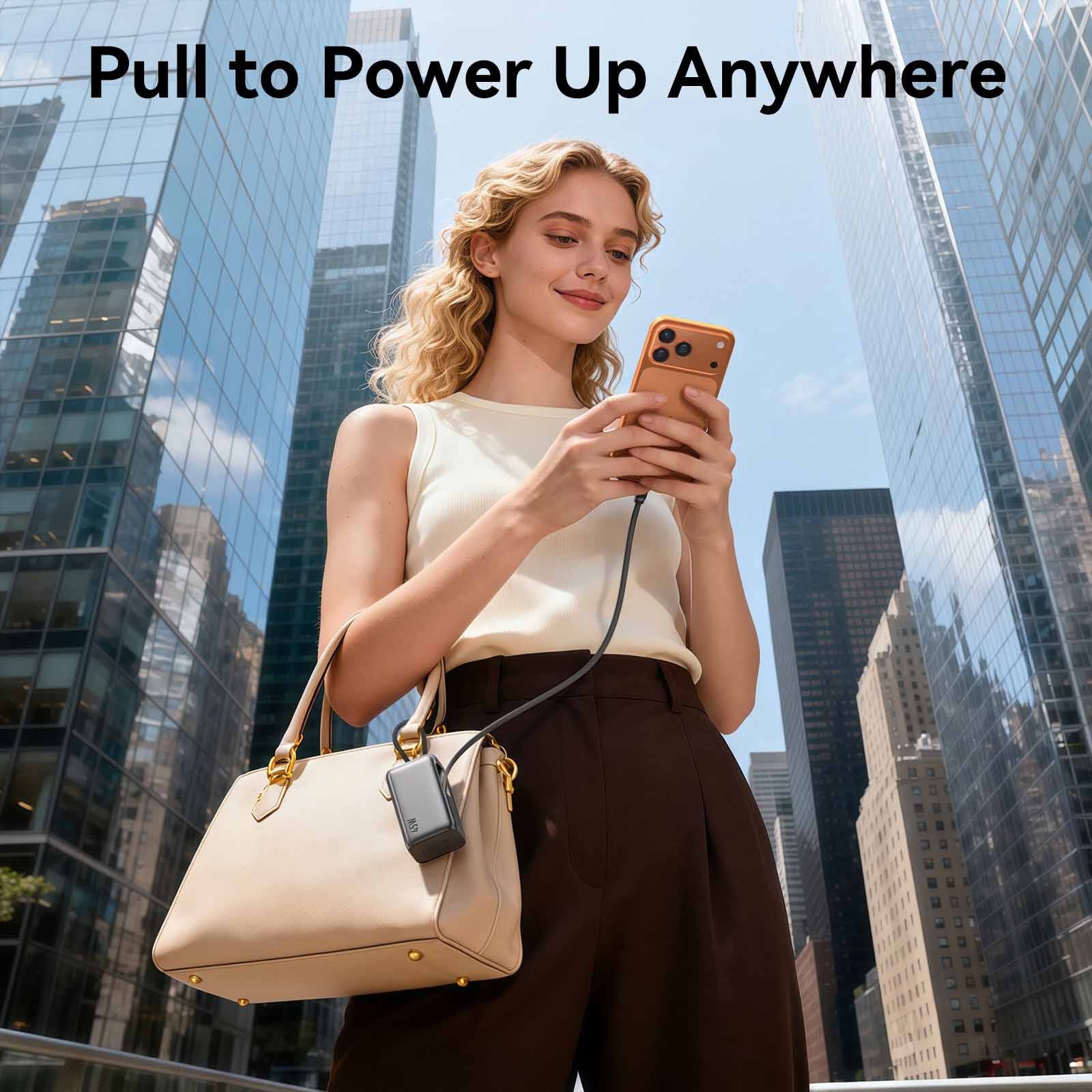 MAZER Powercharge Rlink 10,000mah/pd45w With Built-in Retractable C-cable Powerbank - Blackgrey M-AI-PC45R10-V7-BG-image 3