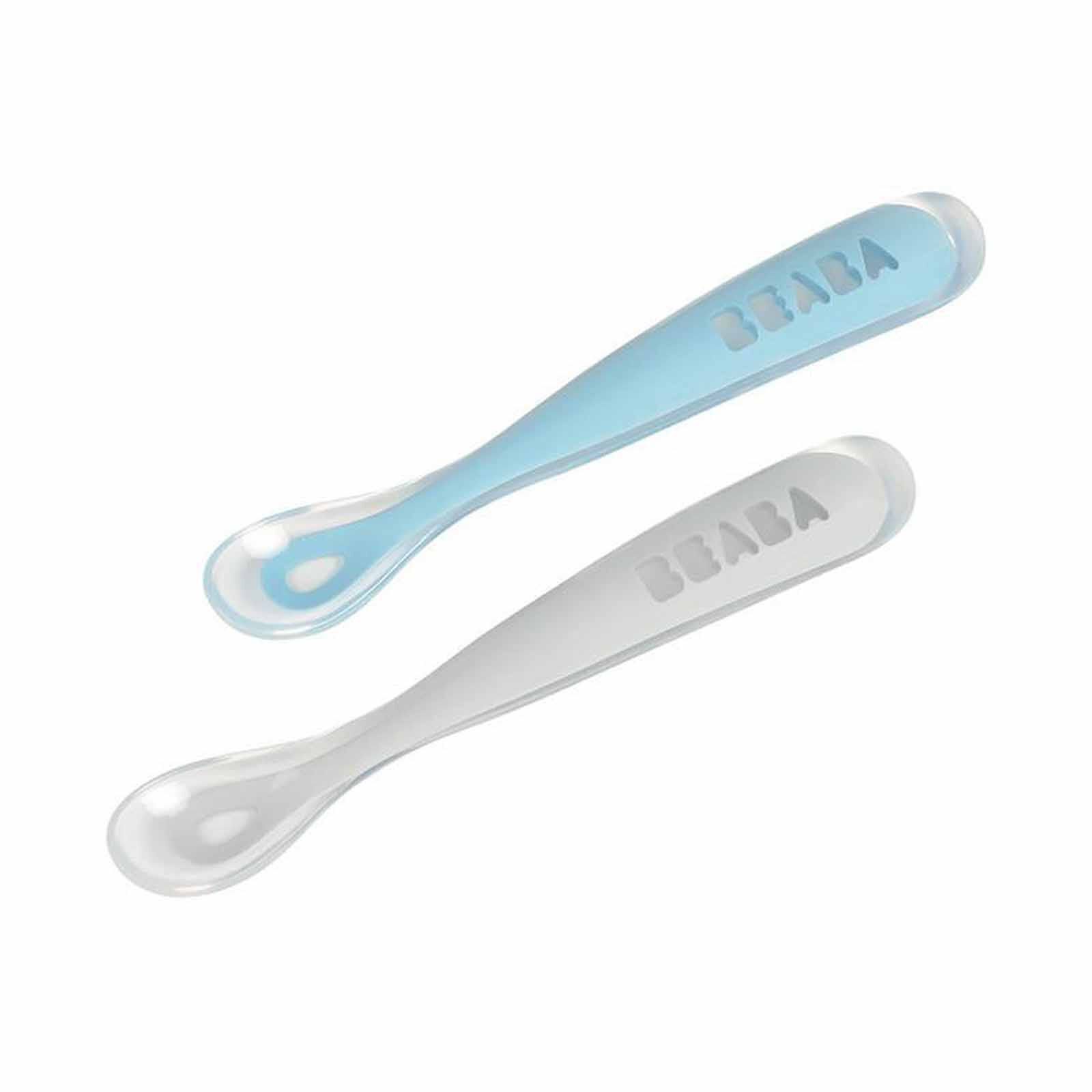 BEABA Silicone Spoon & Case 2 Pack - Light Mist/windy Blue (online) 1ST STAGE-image 1