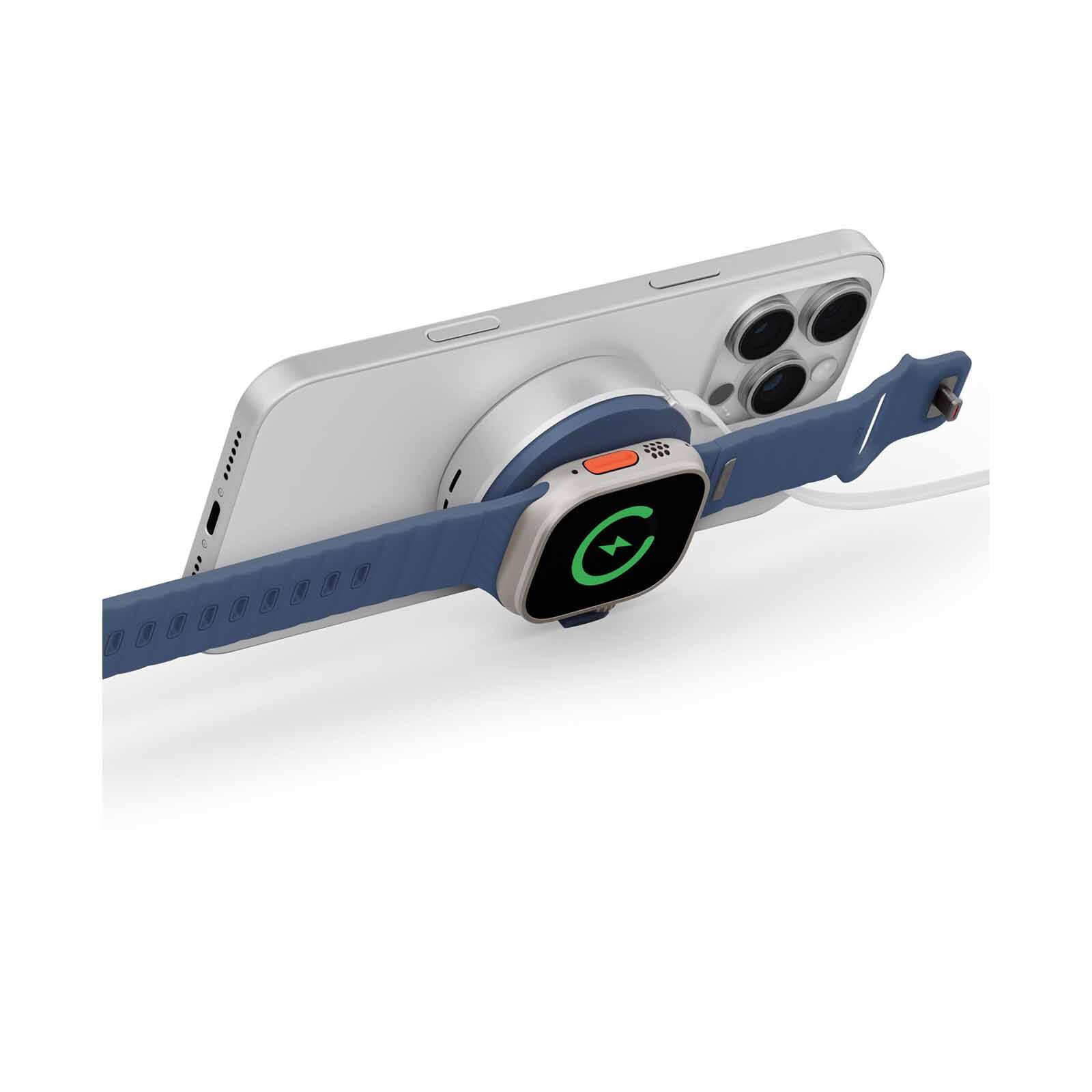 ENERGEA Magduo Arc, 2in1 Phone And Apple Watch Charger With Retractable Cable- Blue MAG-DUOARC-BLU-image 4