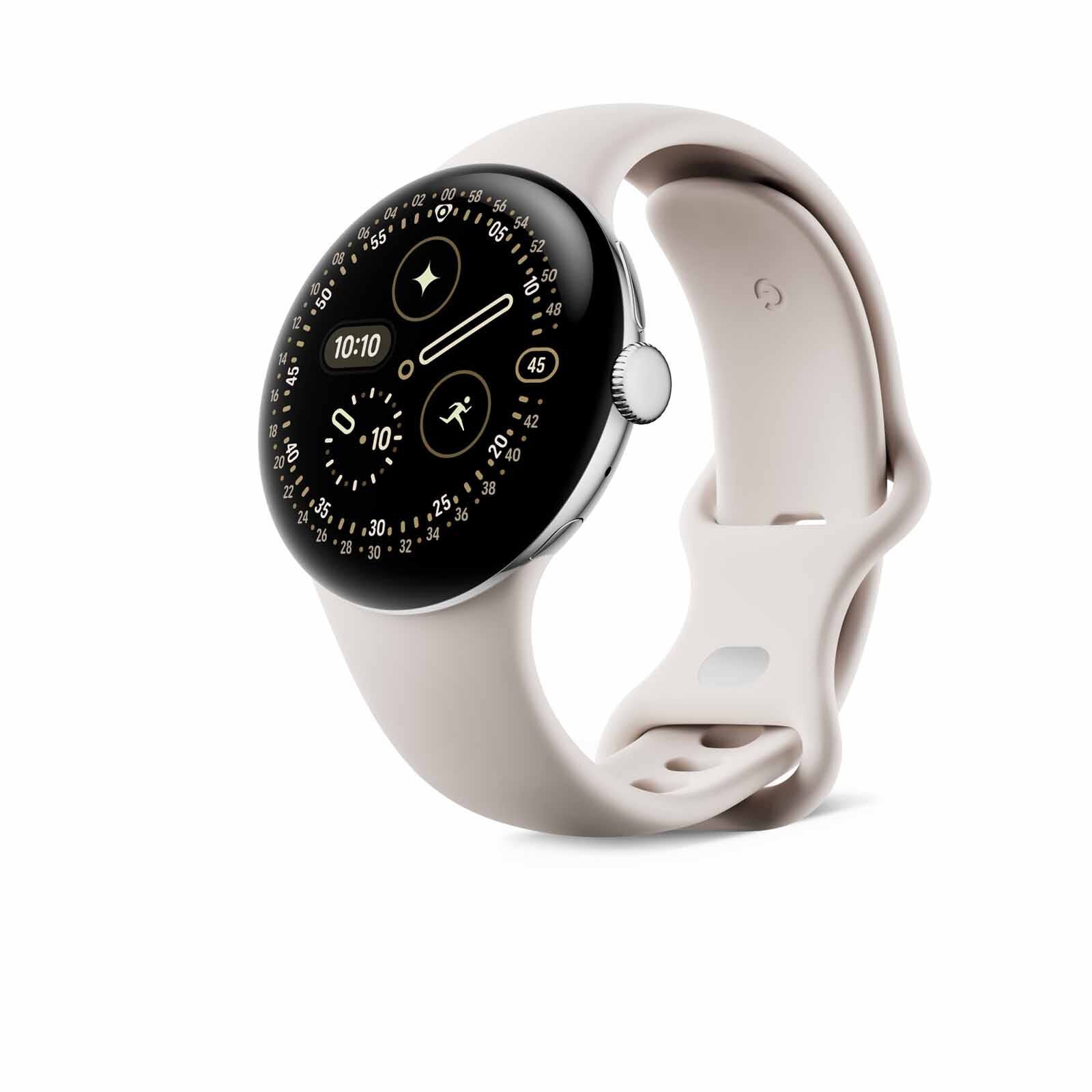 GOOGLE Pixel Watch 4 45mm Wifi Polished Silver Aluminum Case/porcelain Active Band GA09308-US-image 5
