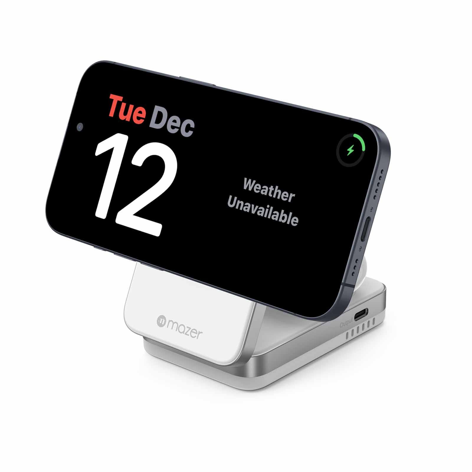 MAZER Qi2 Certified 32w Wireless Foldable 2in1+usb-c Pd12w Output Charger - White M-QI2-MAGFOLD02-WH-image 7