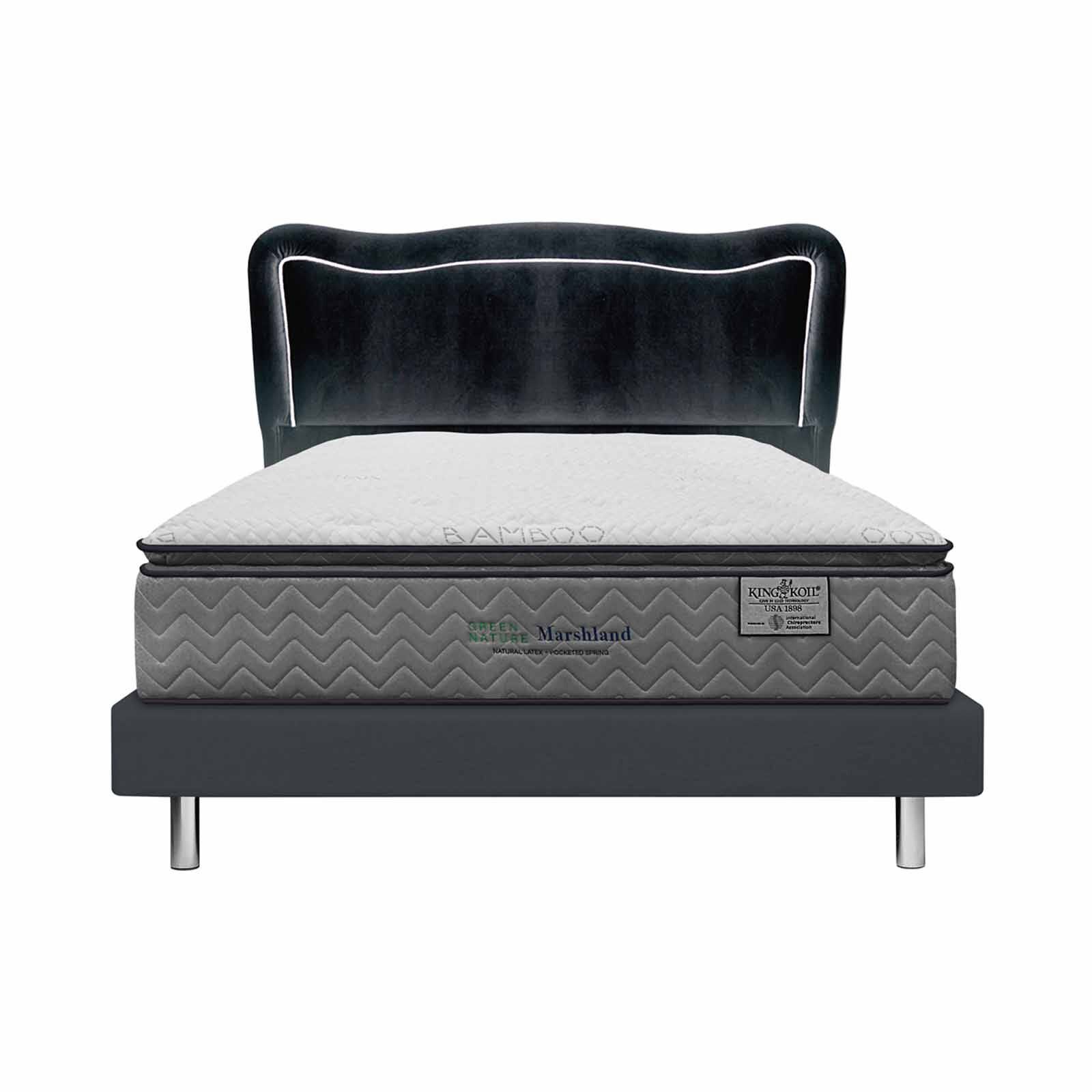 KINGKOIL Queen Size Mattress W/bedframe And Headboard GREEN NATURE MASHLAND-image 1