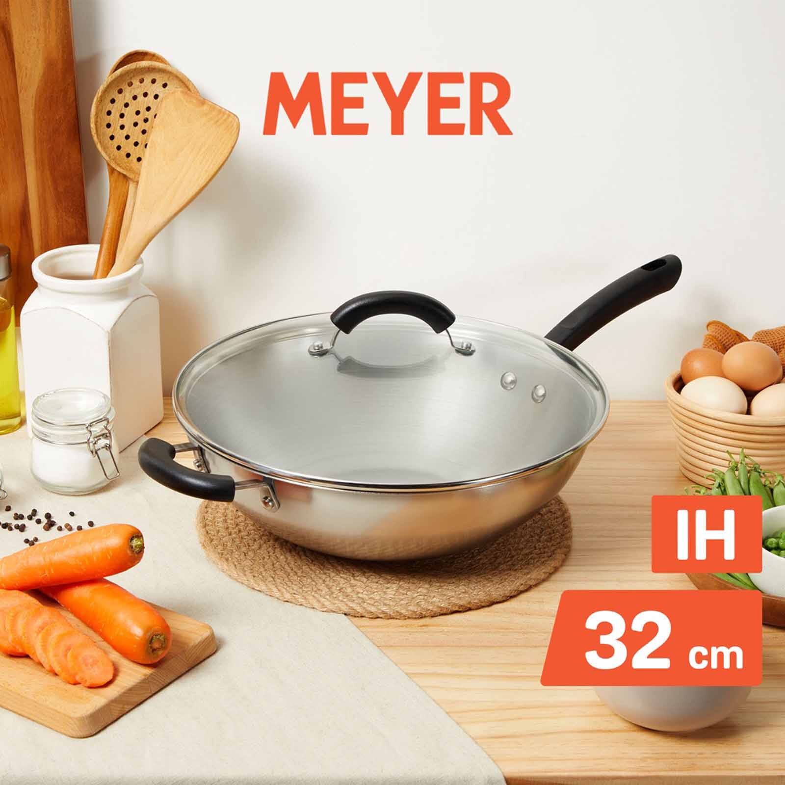 MEYER Centennial Stainless Steel 32cm/6l Wok Skillet With Glass Lid And Helper Handle 77260-image 3