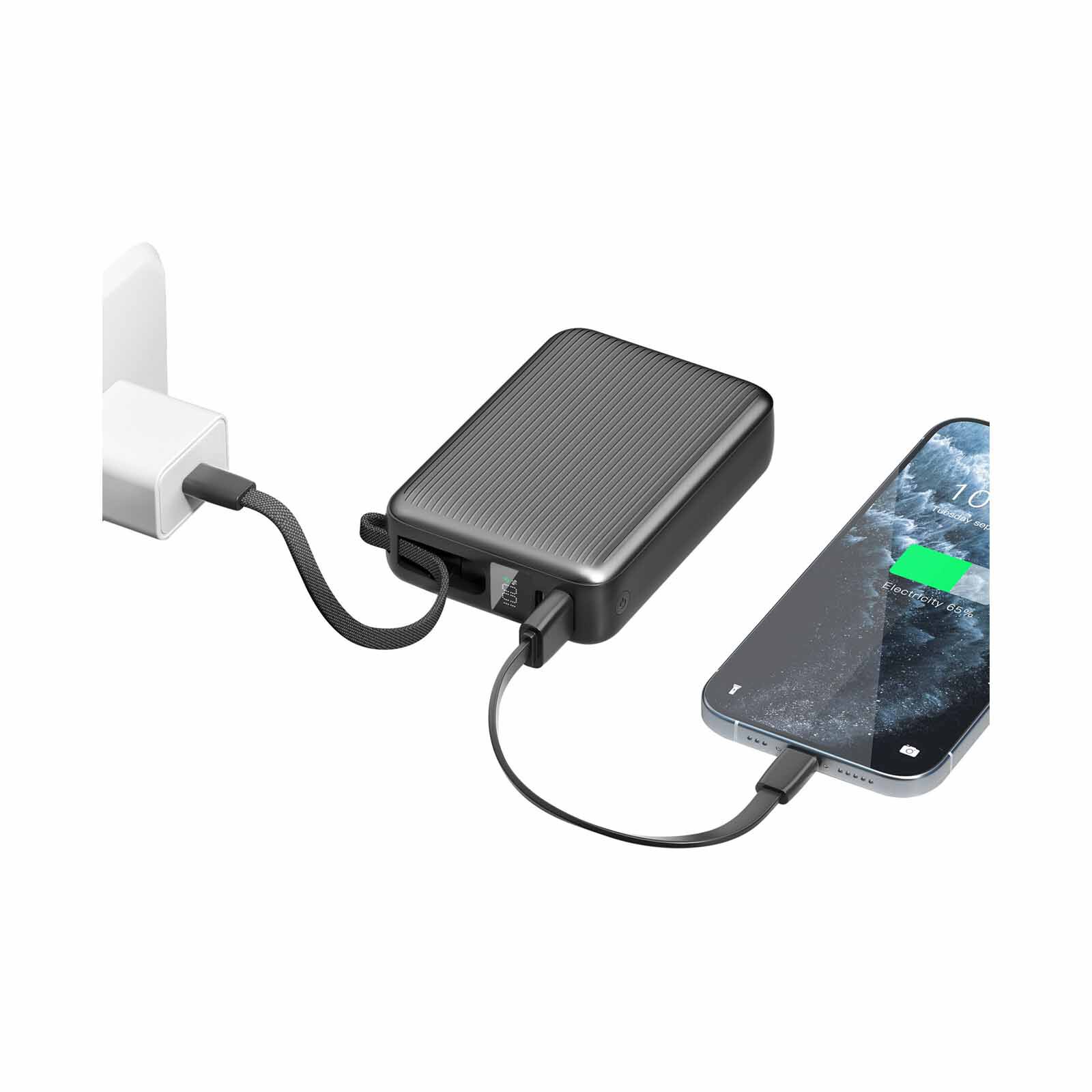 ENERGEA Integra Ultra 45, 20000mah Powerbank With Built In Usb-c Cable Pd45w - Gun INT-20K45-GUN-3C-image 5