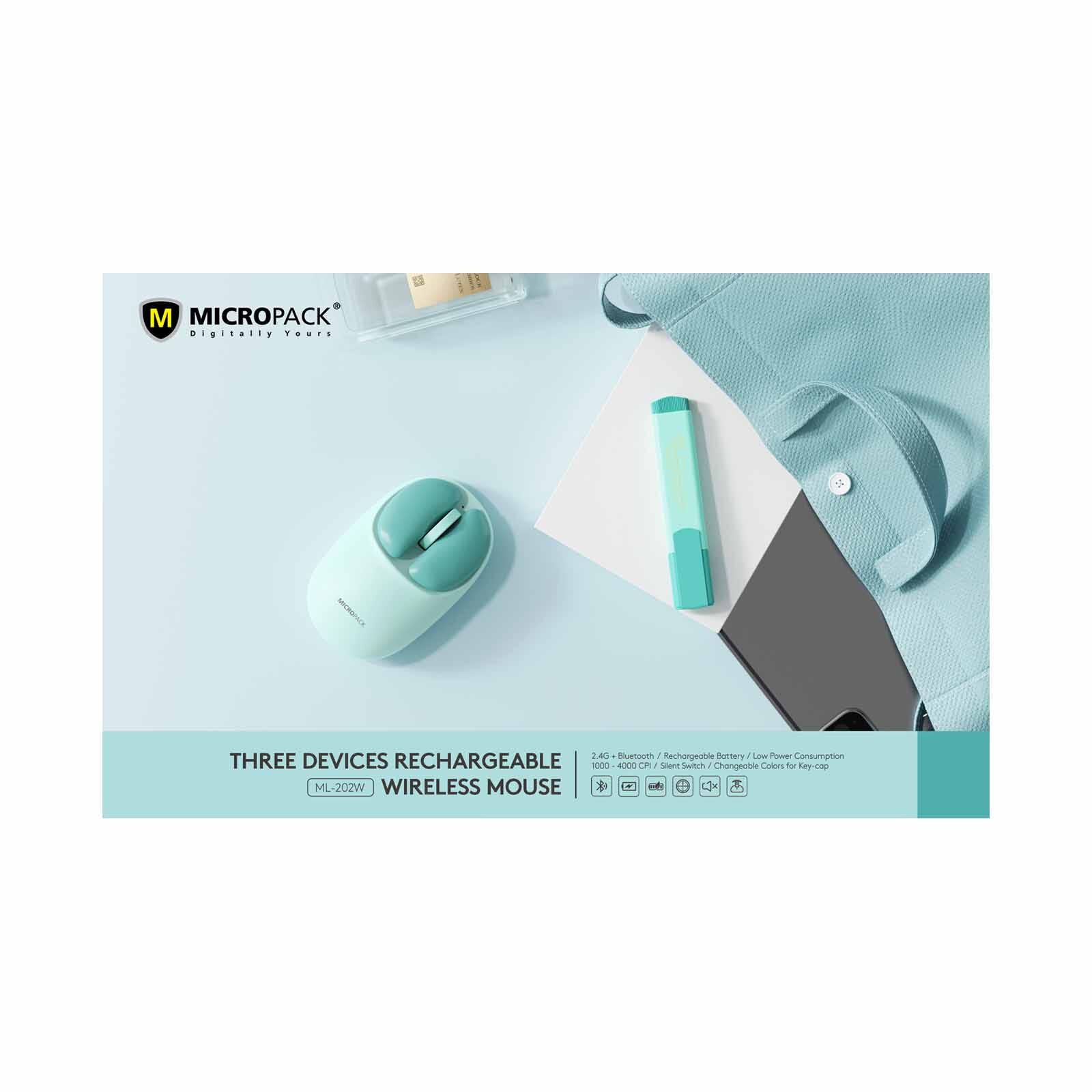 MICROPACK Lifestyle 2.4g + Bluetooth Wireless Mouse - Green ML-202W-GN-image 2