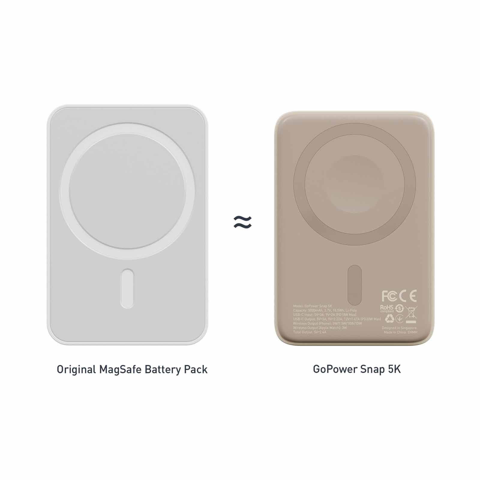 BAZIC Gopower Snap 5k, 3in1 5000mah Wireless Powerbank With Apple Watch Charger - Latte GPW-SNAP5K-BRN-image 5