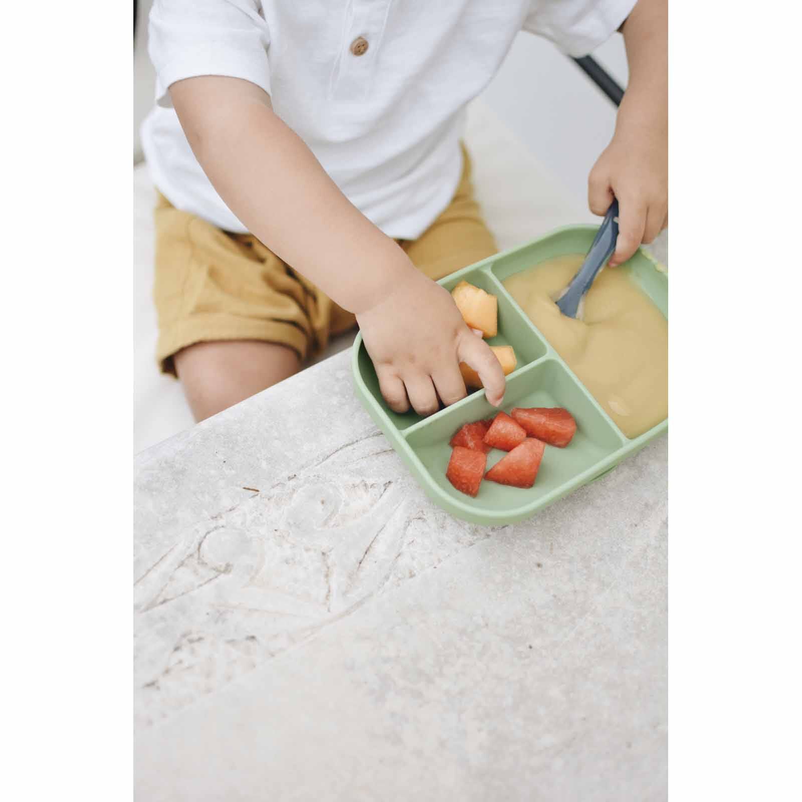 BEABA Suction Divided Plate - Sage Green (online) SILICONE-image 5