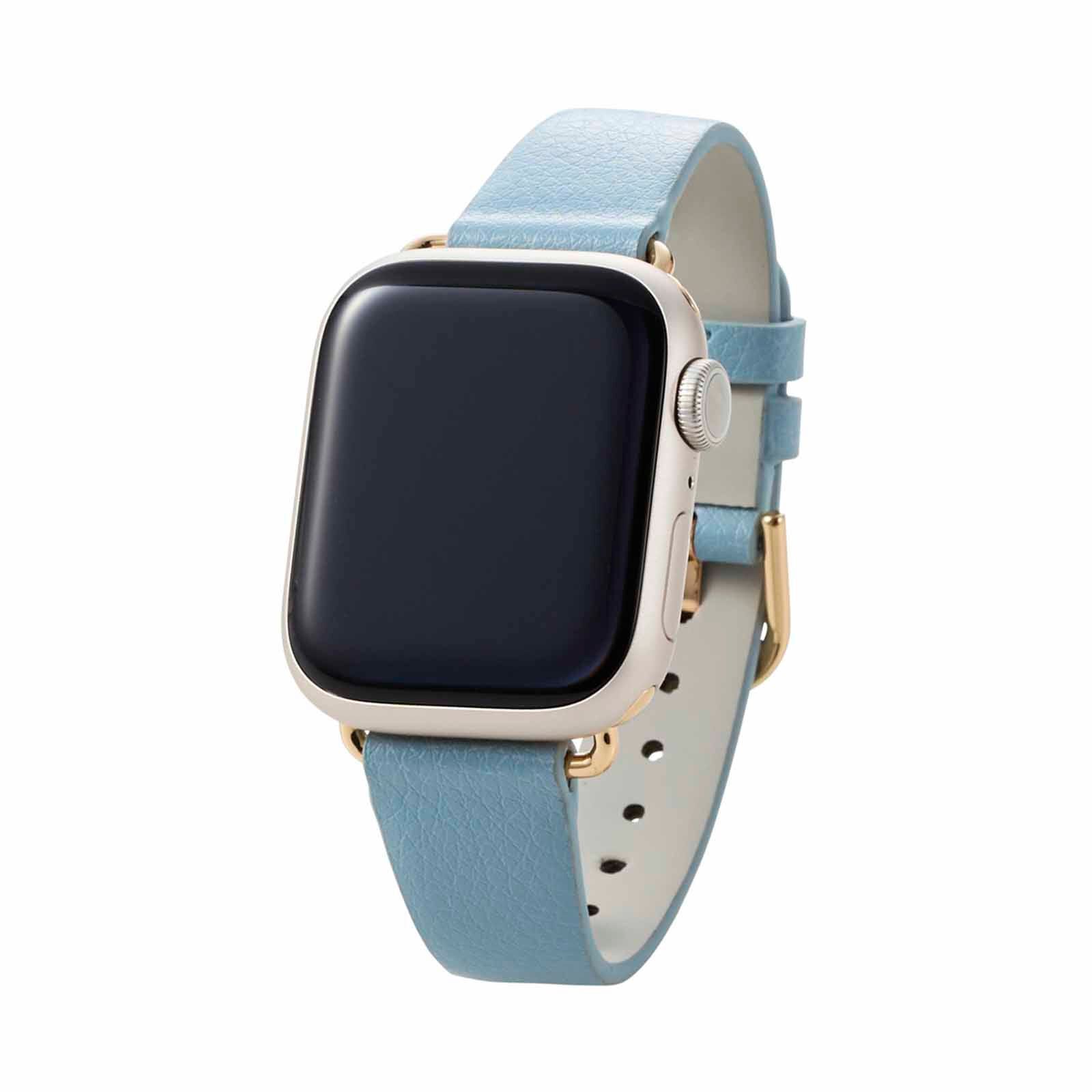 ELECOM Slim Soft Leather Apple Watch Band 41/40/38mm (blue) AW-41BDLJBU-image 4