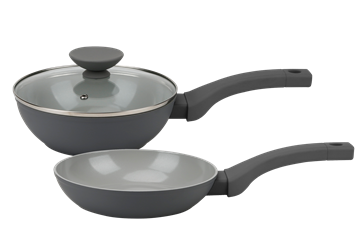 LA GOURMET Shogun Marble Kuro 3 Pcs Set (20cm Wok + Frypan) LGSNKO429964-image null