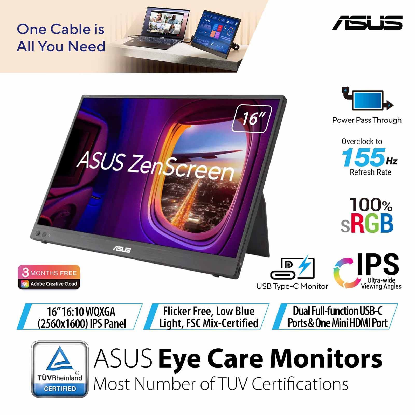 ASUS 16in Zenscreen Wqxga 155hz Usb Portable Monitor MB16NCG-image 1
