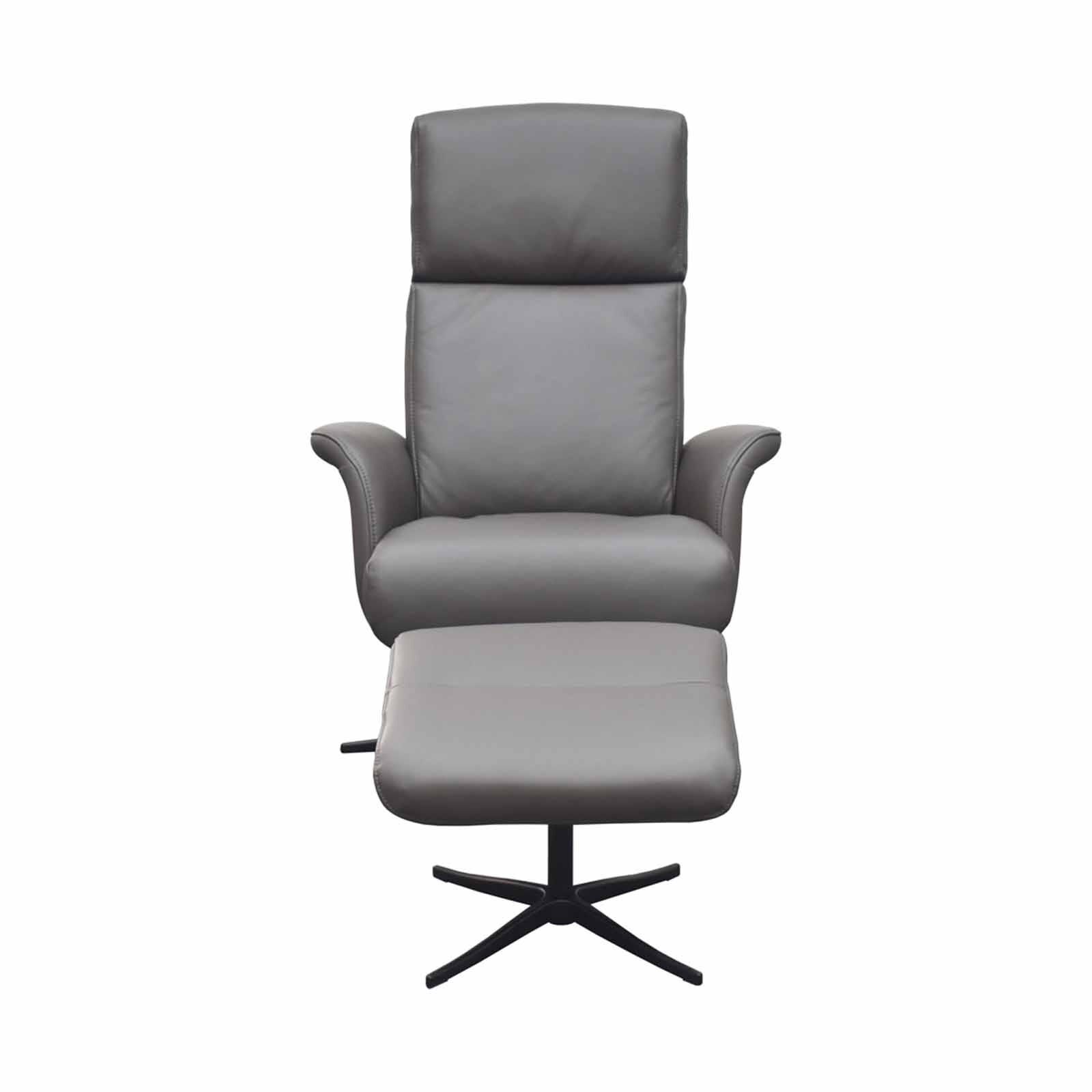Recliner Chair W Ottoman (hl) Dk Brown Half Leather SOLANA-image 1