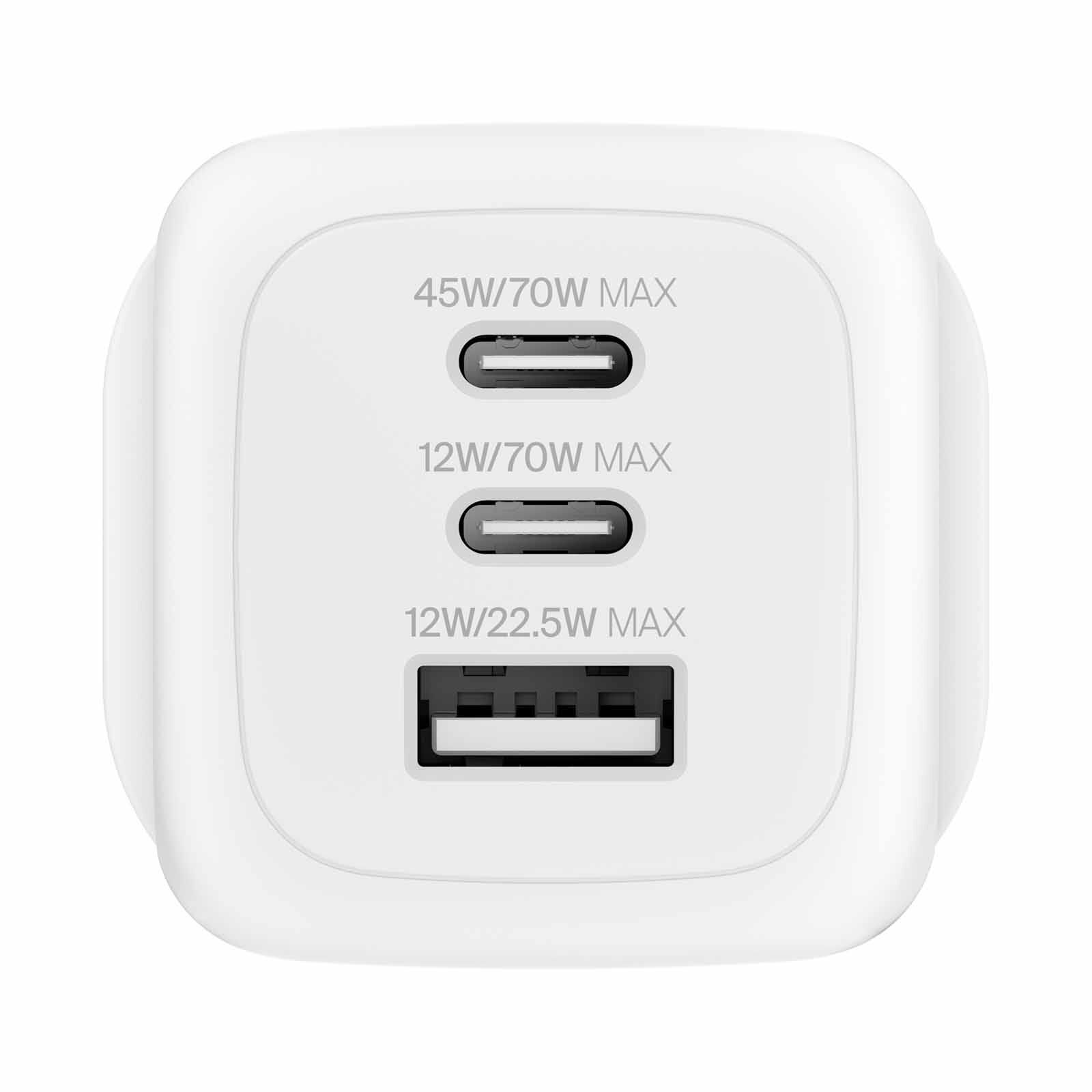 BELKIN 70w 3port Wall Charger (built-in Us Plug+uk Plug) WCH018MYWH-image 3