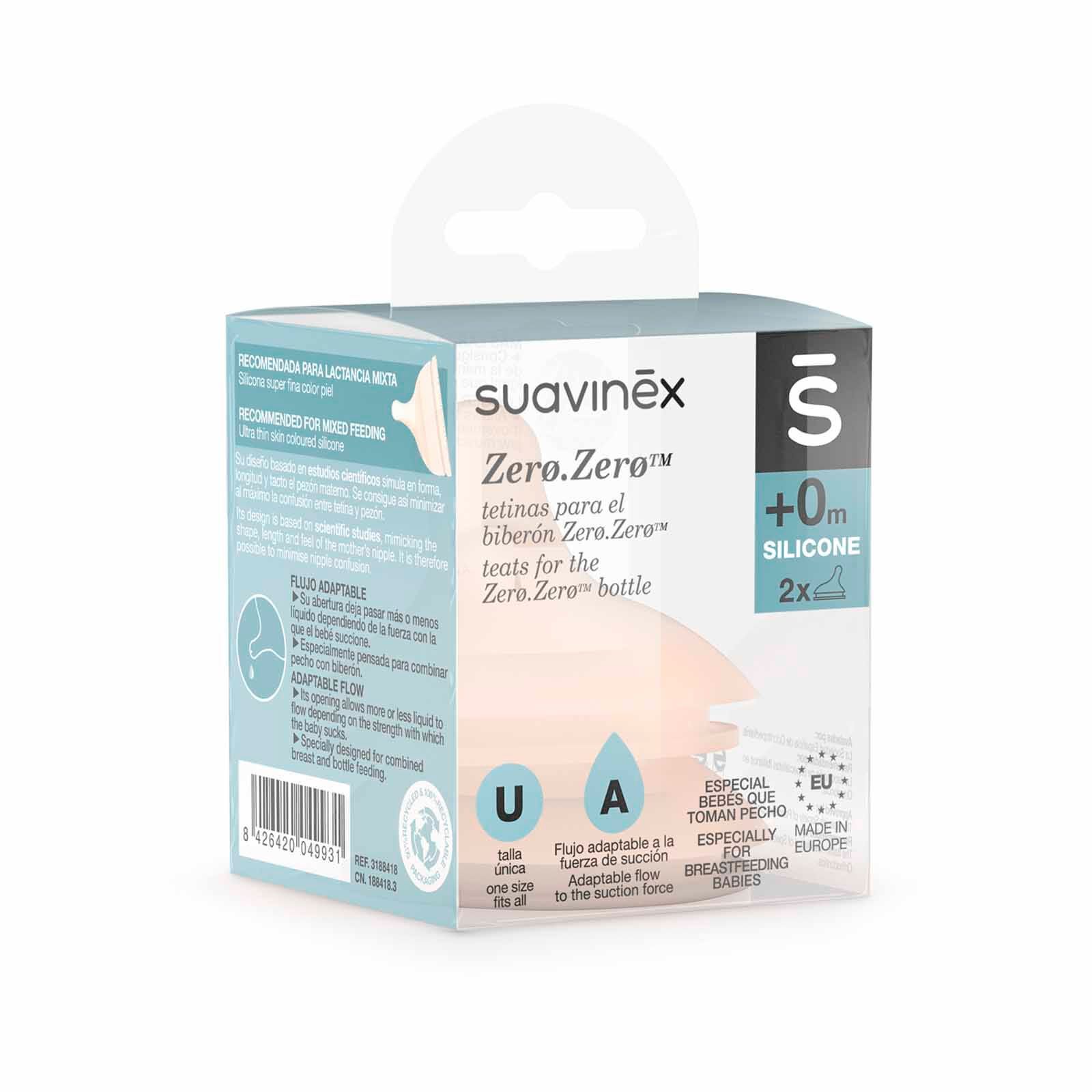 SUAVINEX Silicone Teat X 2 - Adaptable Flow 0m+ (online) ZERO ZERO-image 3
