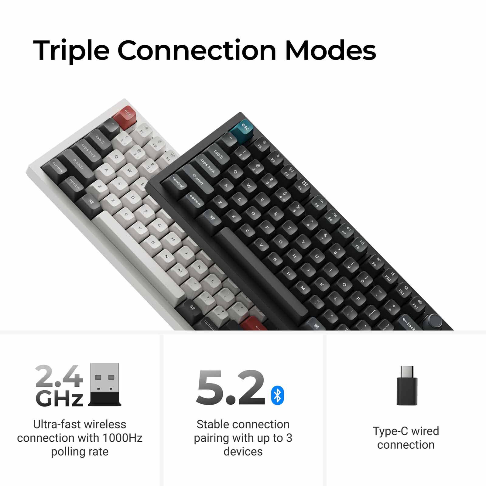 KEYCHRON Q6 Ultra 8k 100% 108 Key White Knob Rgb Hot-swap Silk Pom Brown Switch KYCN-Q6U-P3-image 3