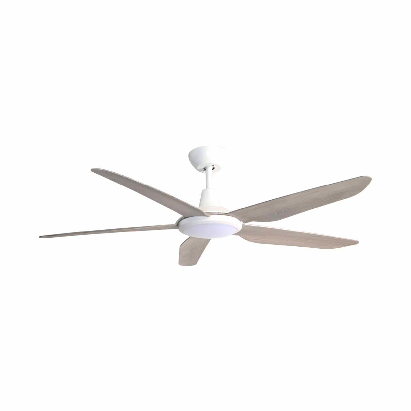 MISTRAL 56 In Dc Ceiling Fan With 24 W Led And Wifi- White/wood (5 Blade) CYCLONE56-WH/WD-image 1