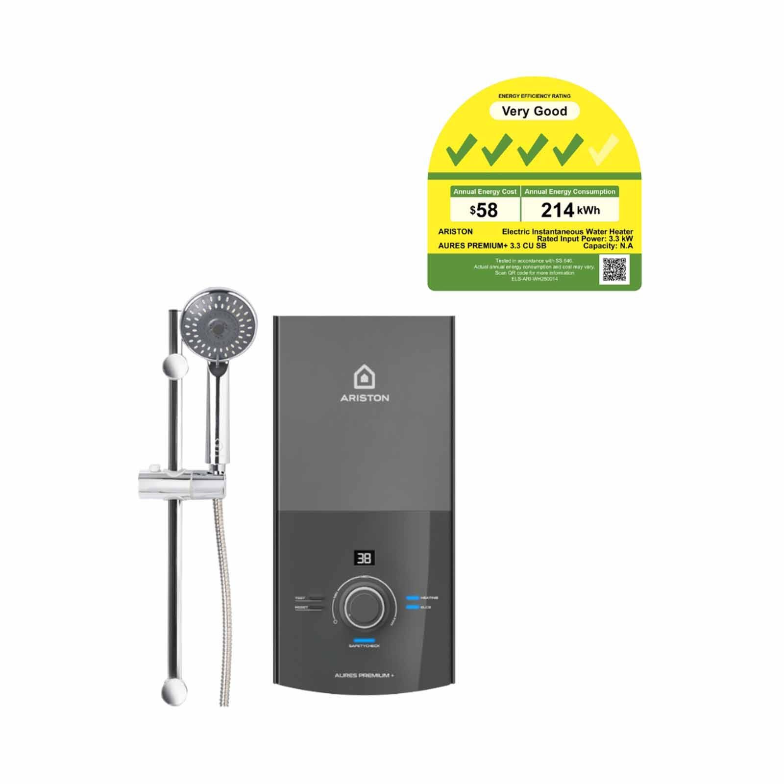 ARISTON Instant Water Heater (copper / Constant Temperature) AURES PREMIUM+ CU 3.3 SB-image 1