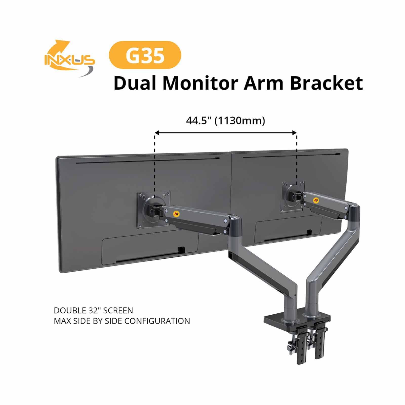 NORTHBAYOU Monitor Arm Fits 22-32in, Hold 2-12kg Vesa 75 X 75 / 100 X 100 (each Arm) G35 DUAL ARM MATTE CHARCOAL-image 4