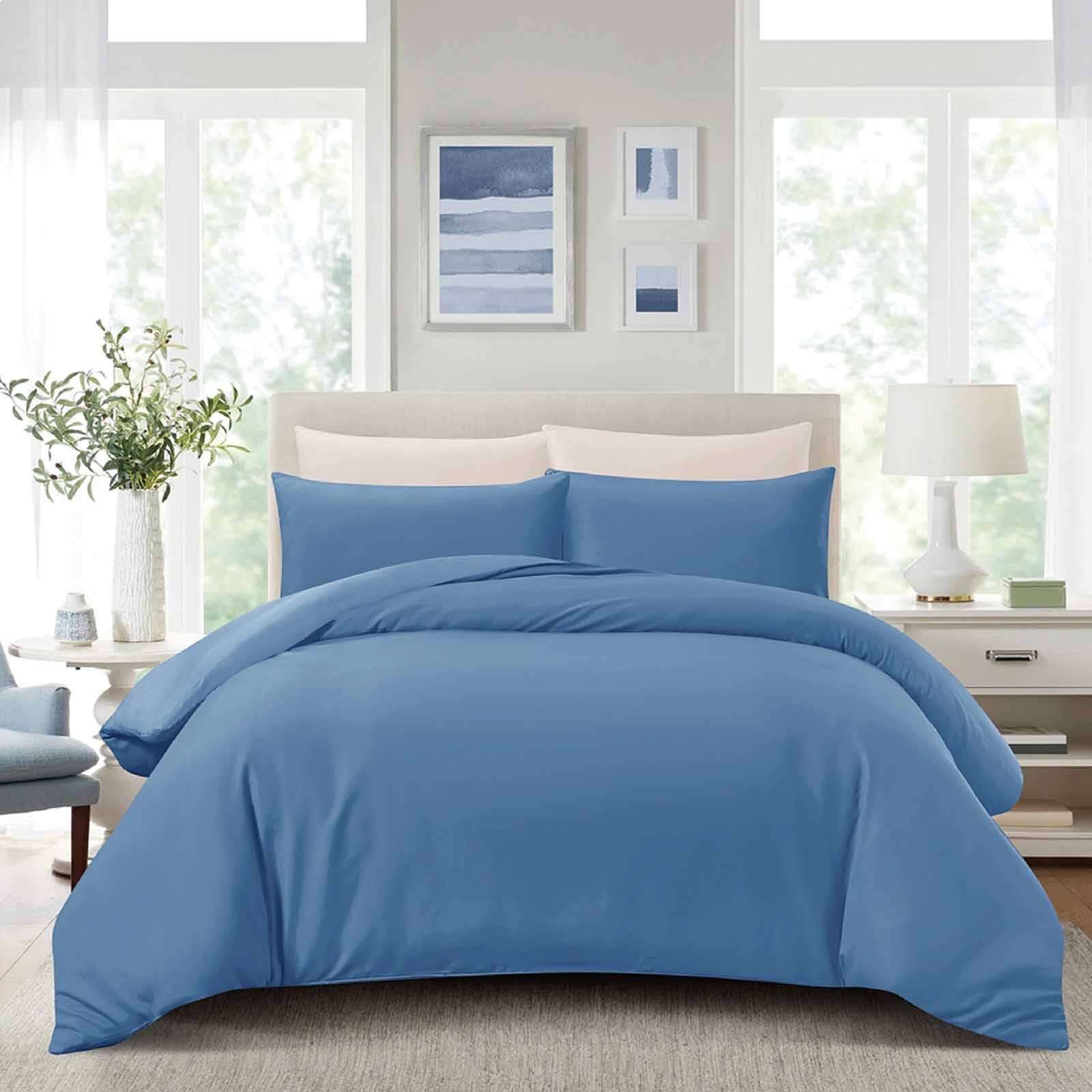 HILLCREST Comfylux Printed 988tc - No Quilt Cover - Coronet Blue Single Fitted Sheet ( Oe ) 6836 I S I FS I CORONET BLUE-image 2