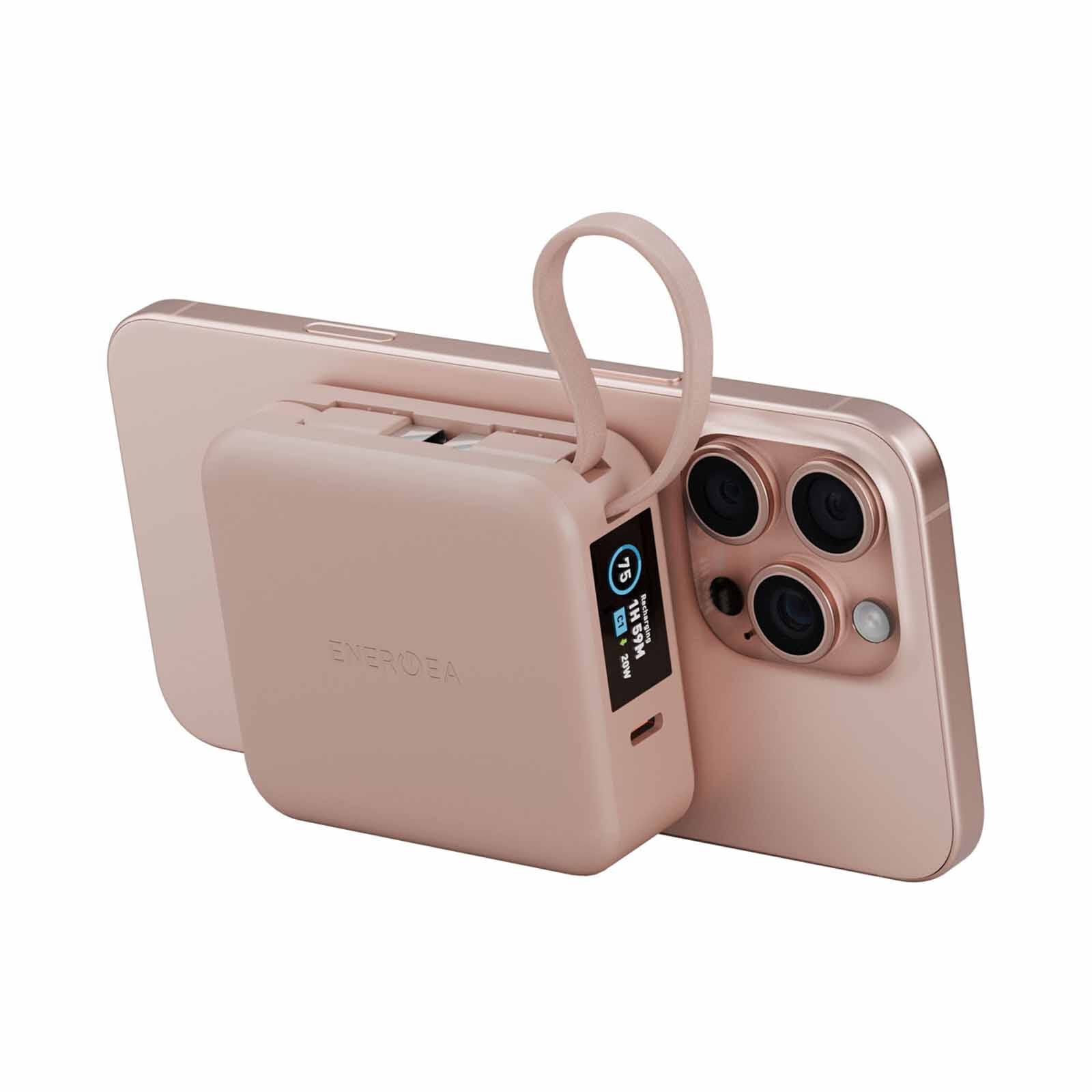 ENERGEA Magpac Mini Plus, 10000mah Magsafe Compatible Power Bank With Built-in C Cables & Display - Pink MP-MINIPLUS-PNK-image 4