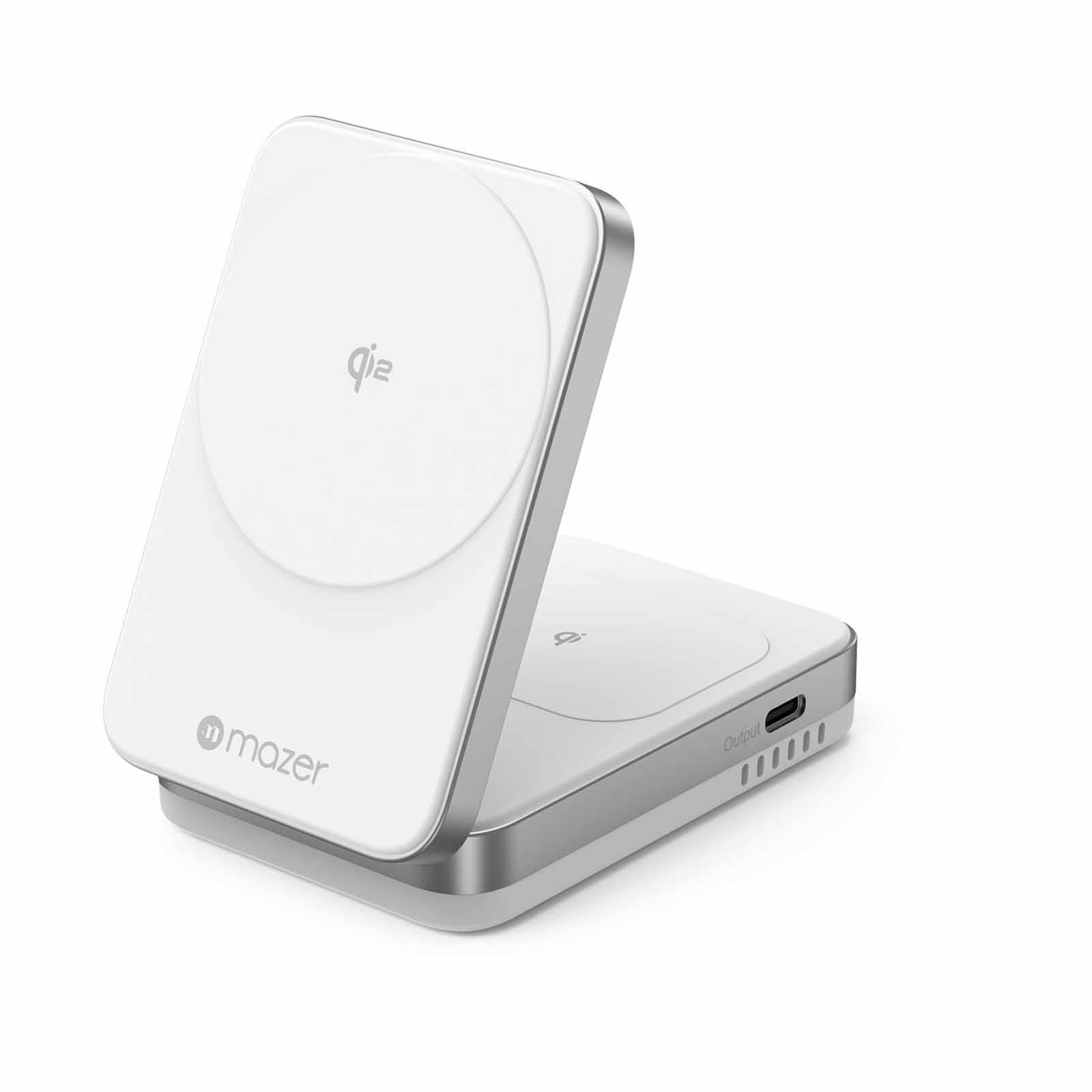 MAZER Qi2 Certified 32w Wireless Foldable 2in1+usb-c Pd12w Output Charger - White M-QI2-MAGFOLD02-WH-image 2