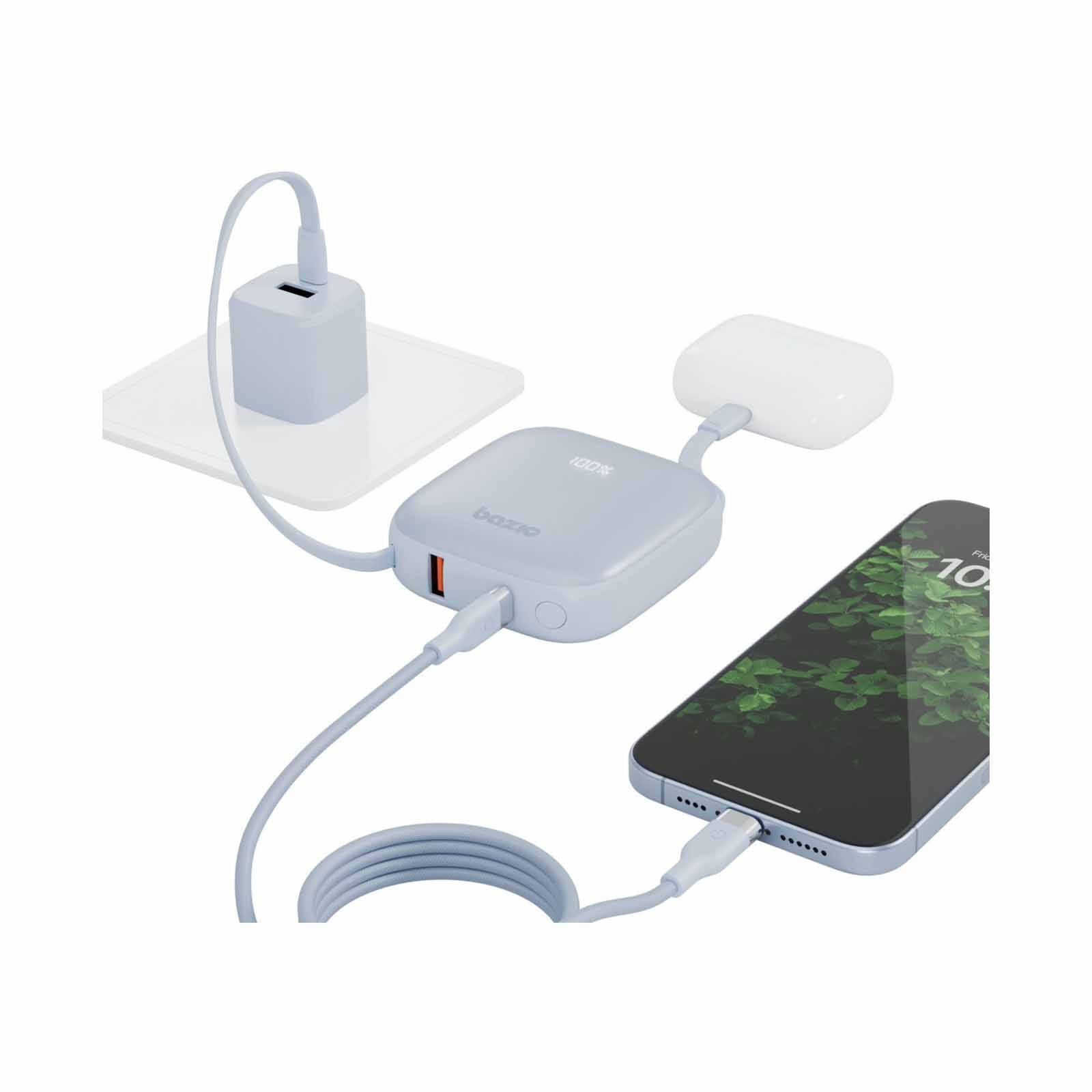 ENERGEA 3 In 1 10000mah Powerbank With Built-in Usb-c And Lightning Cable Bubblegum GPW-FUSN-BLU BAZIC GOPOWER FUSION-image 2