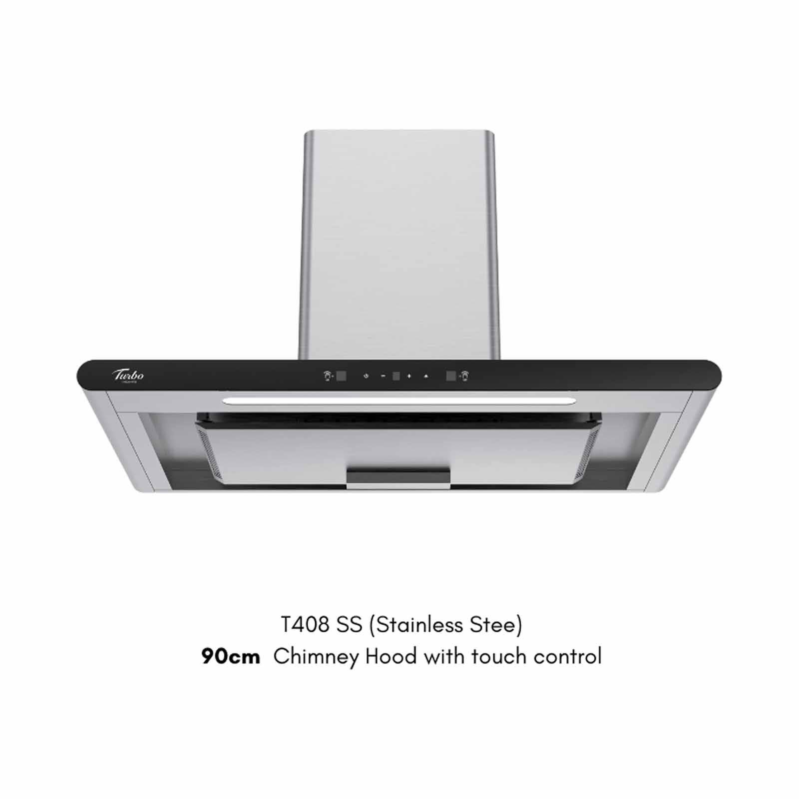 TURBO 90cm Chimney Hood + Dc Motor With Motion Sensor Control (excl. Install) T408-SS-image 1
