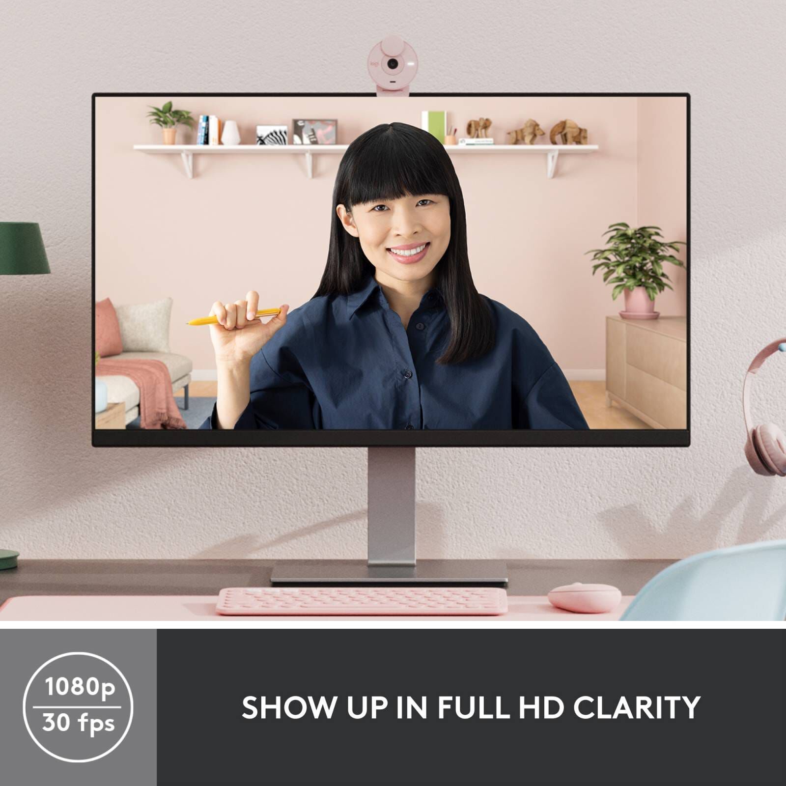 LOGITECH Brio 300 Full Hd Webcam - Rose (iy) 960-001449-image 6