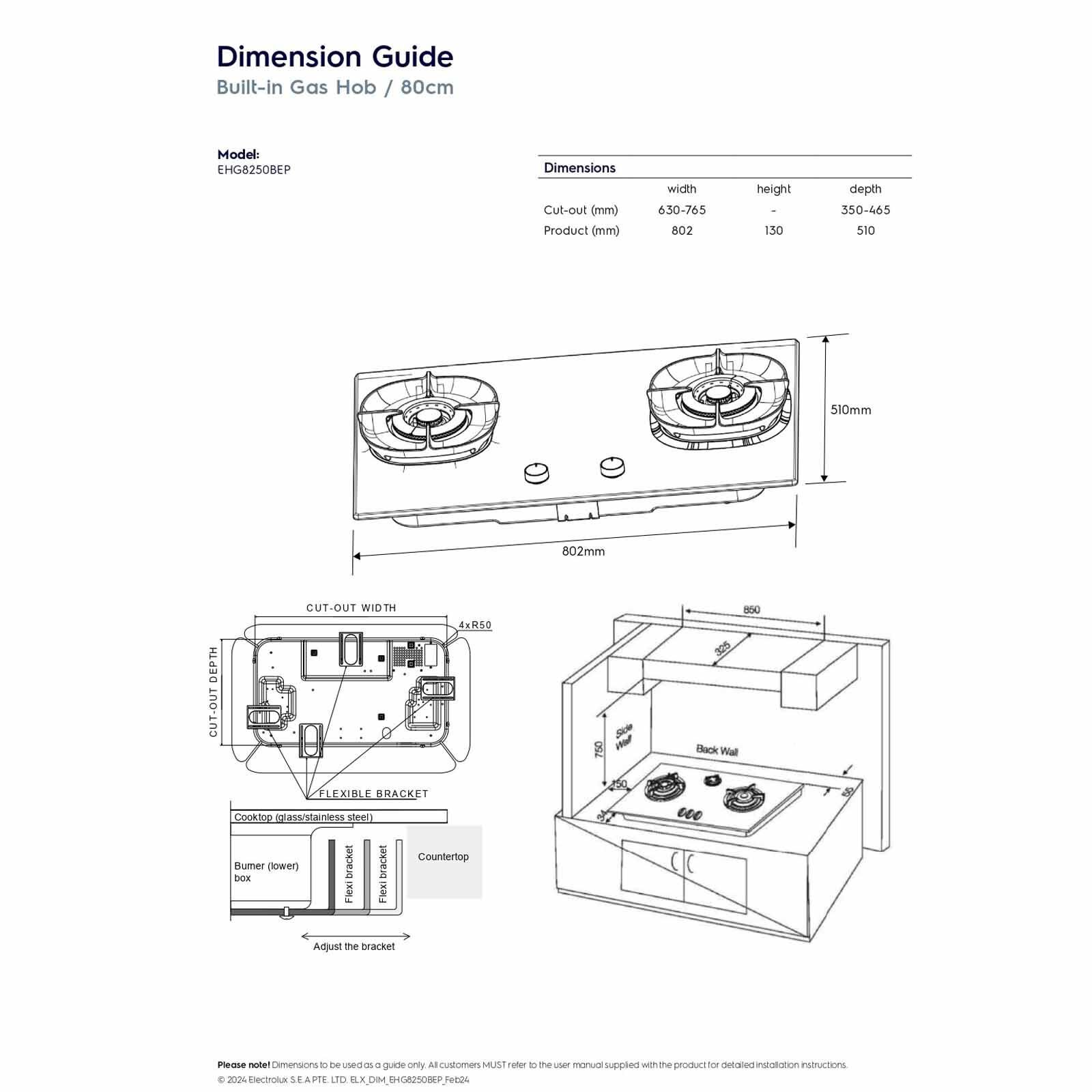 ELECTROLUX 80cm Ultimatetaste 500 Built-in Gas Hob With 2 Cooking Zones (exclude Installation) EHG8250BEP-image 7