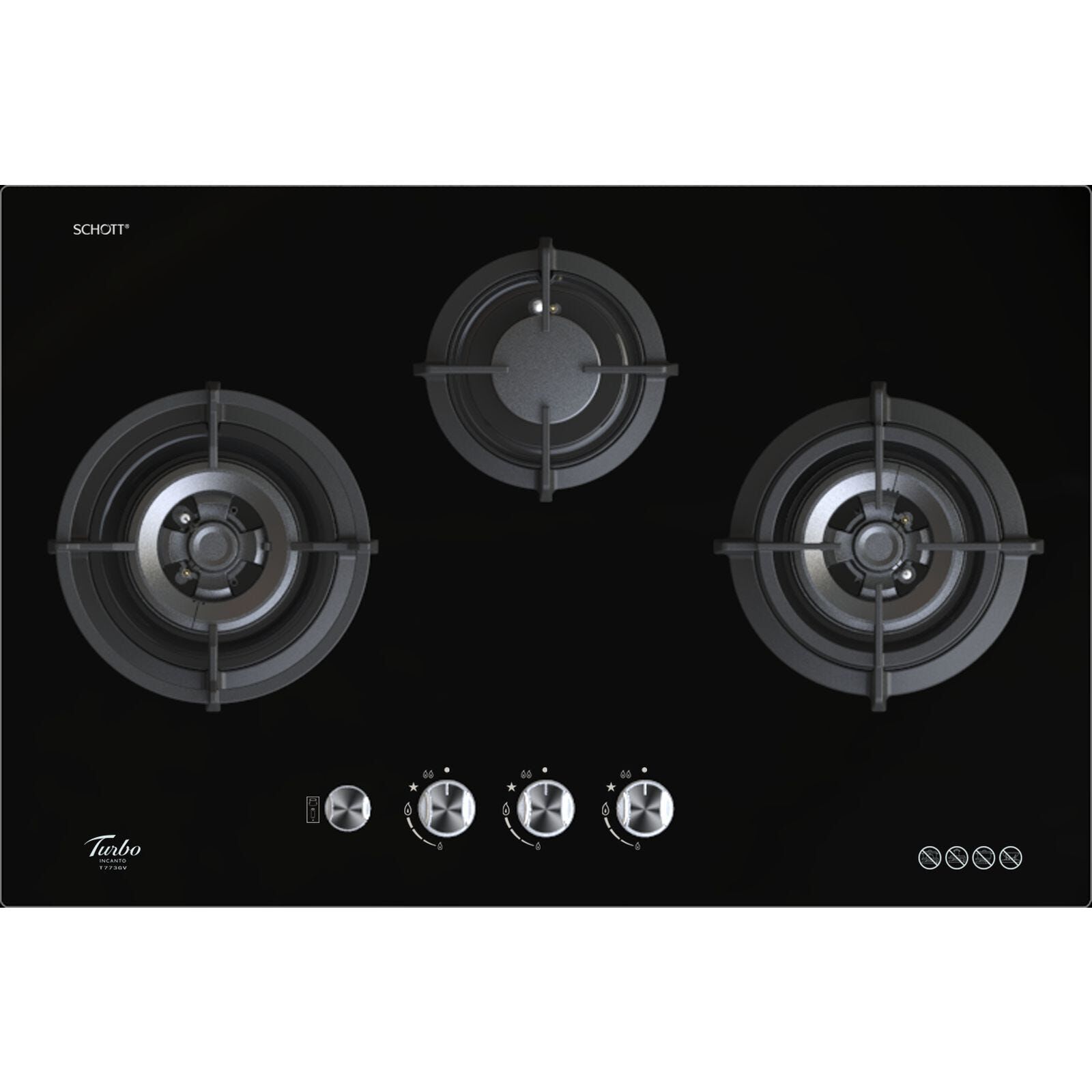 TURBO Built-in 3 Burners Glass Hob (77cm) (exclude Installation) T773GV-BK-image null
