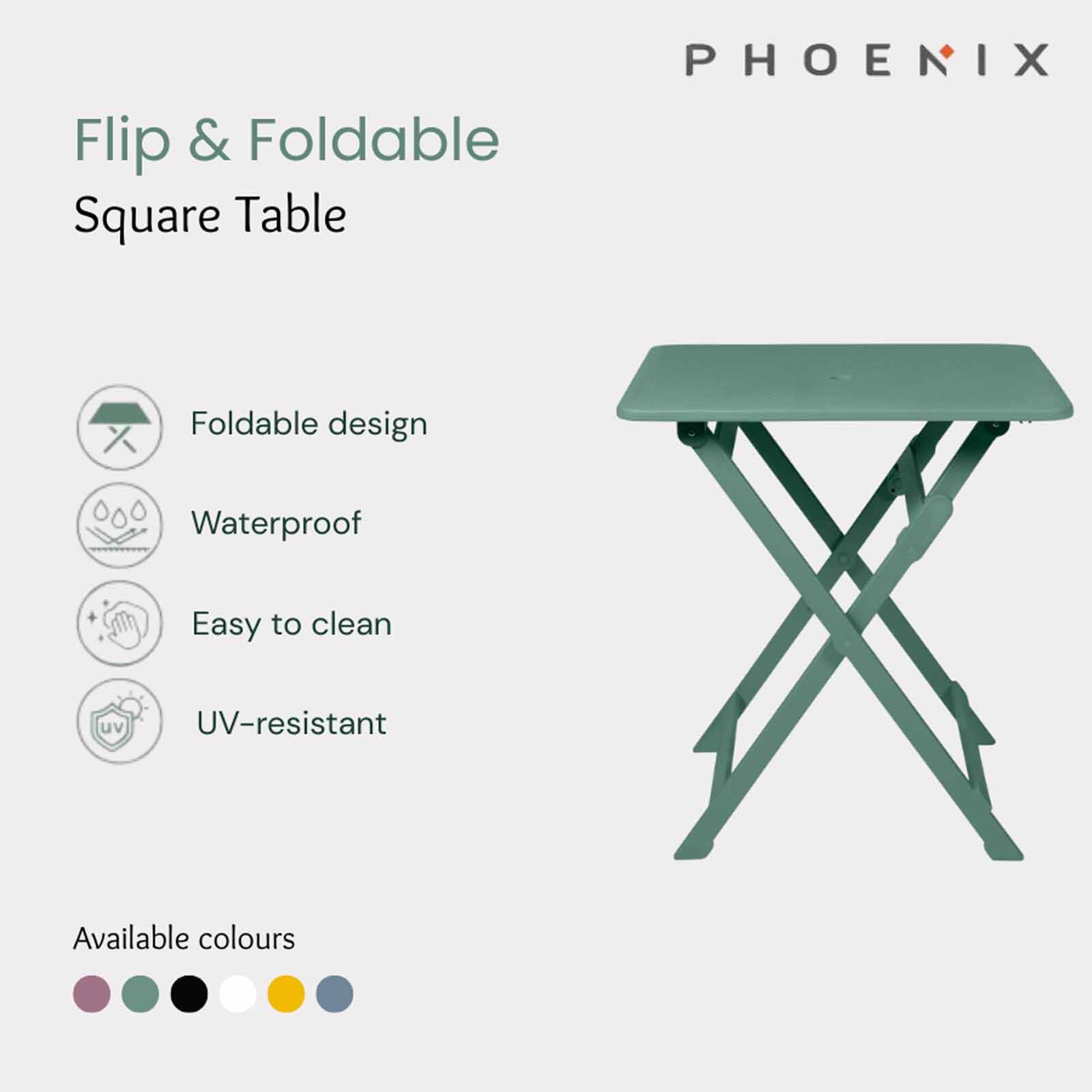PHOENIX Flip Foldable Square Table Carrara White70 X 70 X 75.9 Cm FLIP-image 6