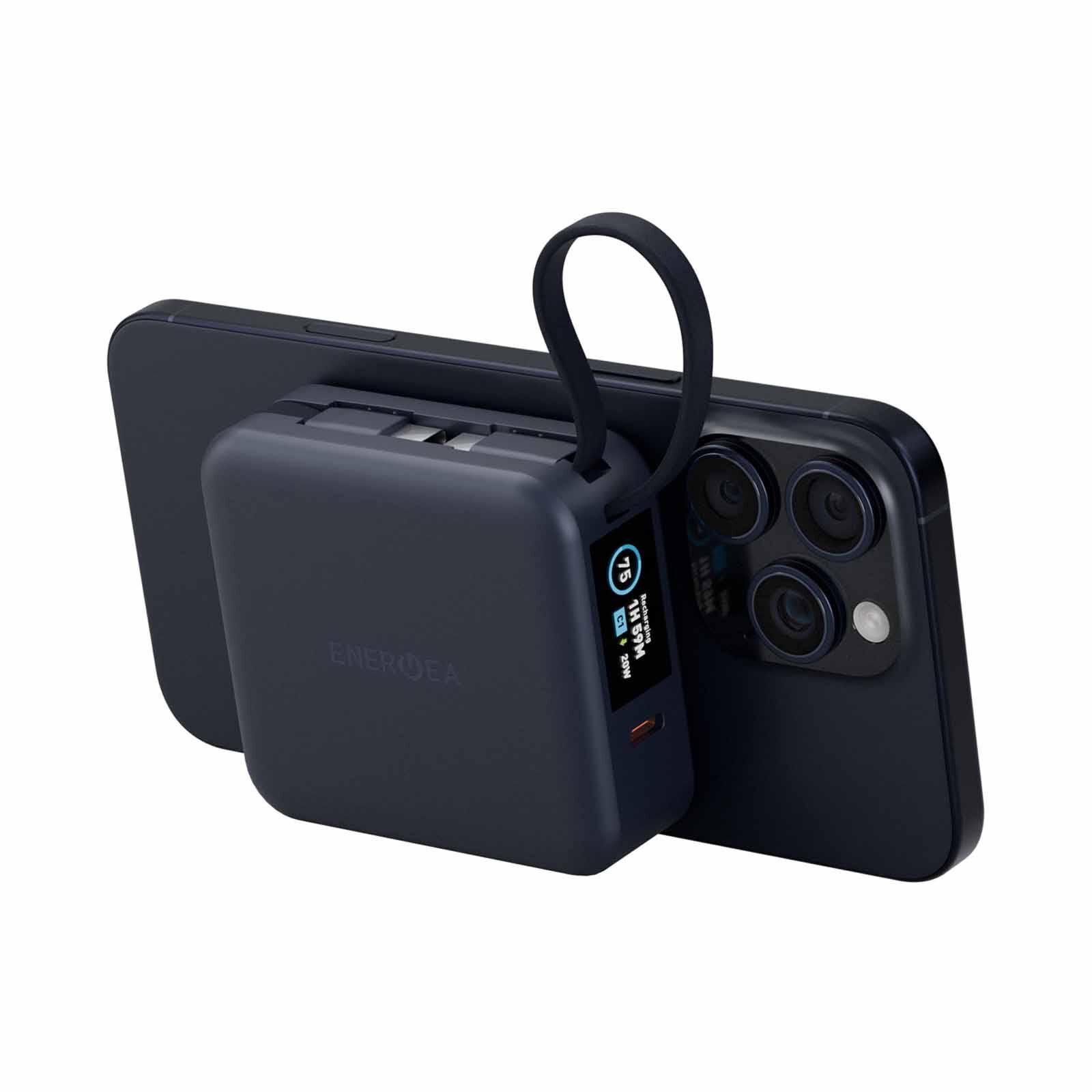 ENERGEA Magpac Mini Plus, 10000mah Magsafe Compatible Power Bank With Built-in C Cables & Display - Blue MP-MINIPLUS-BLU-image 4