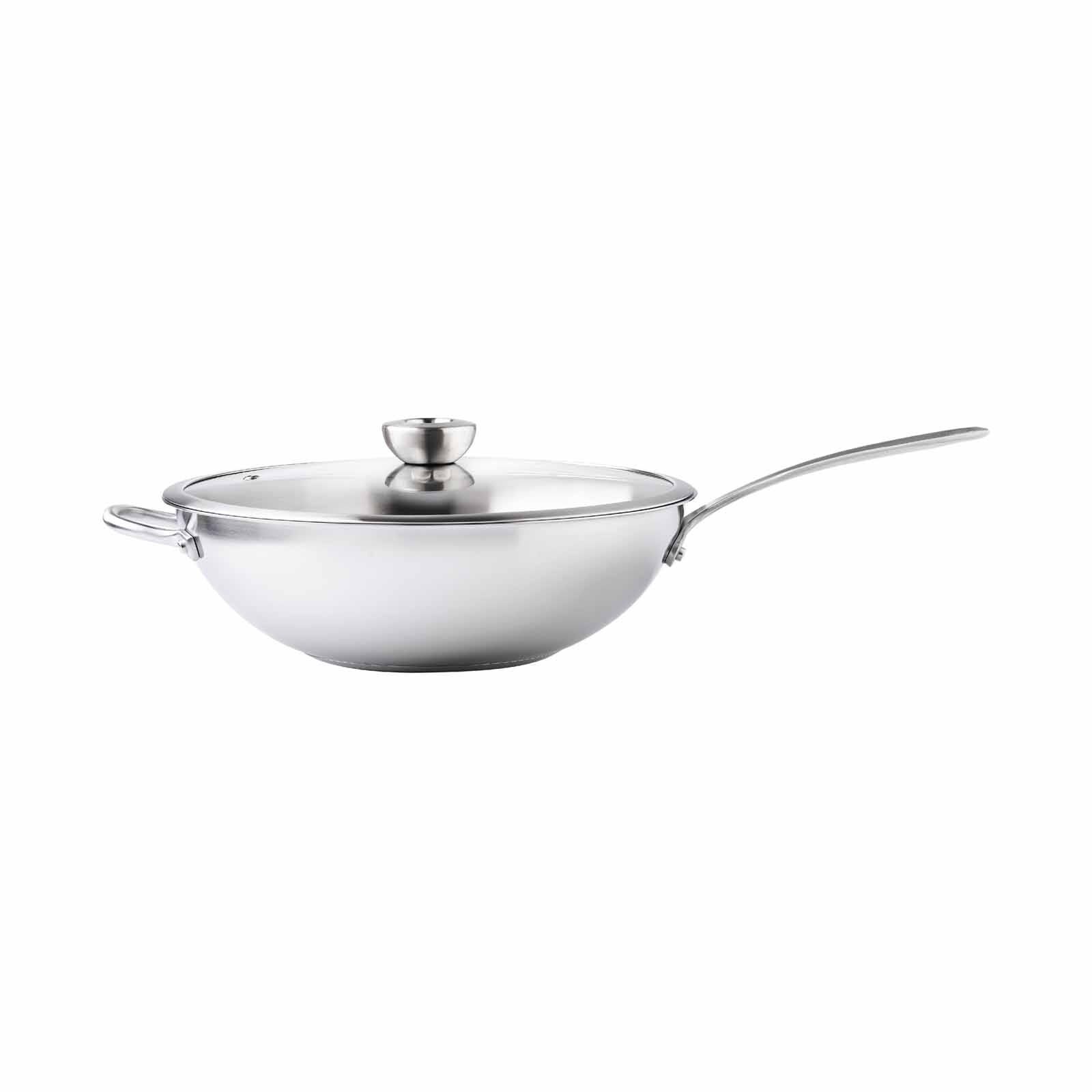 MEYER White Steel Stainless Steel 32cm Covered Stirfry With Helper Handle 71508-image 2