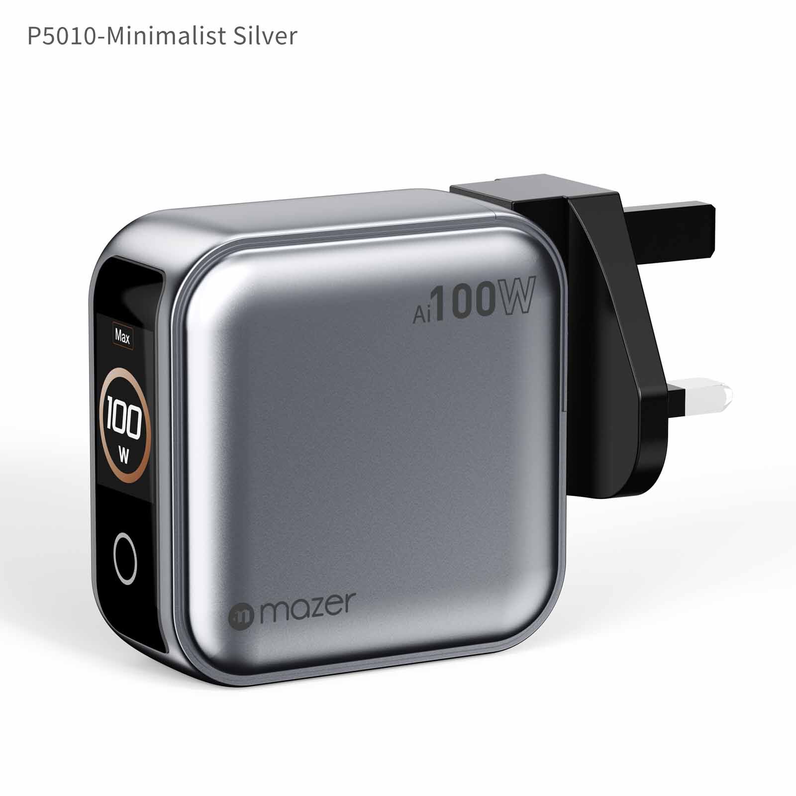 MAZER Ai Prestigegan Pd100w 2c1a Mini Wall Charger-silver M-AI-G100W-V7UK-SV-image 3