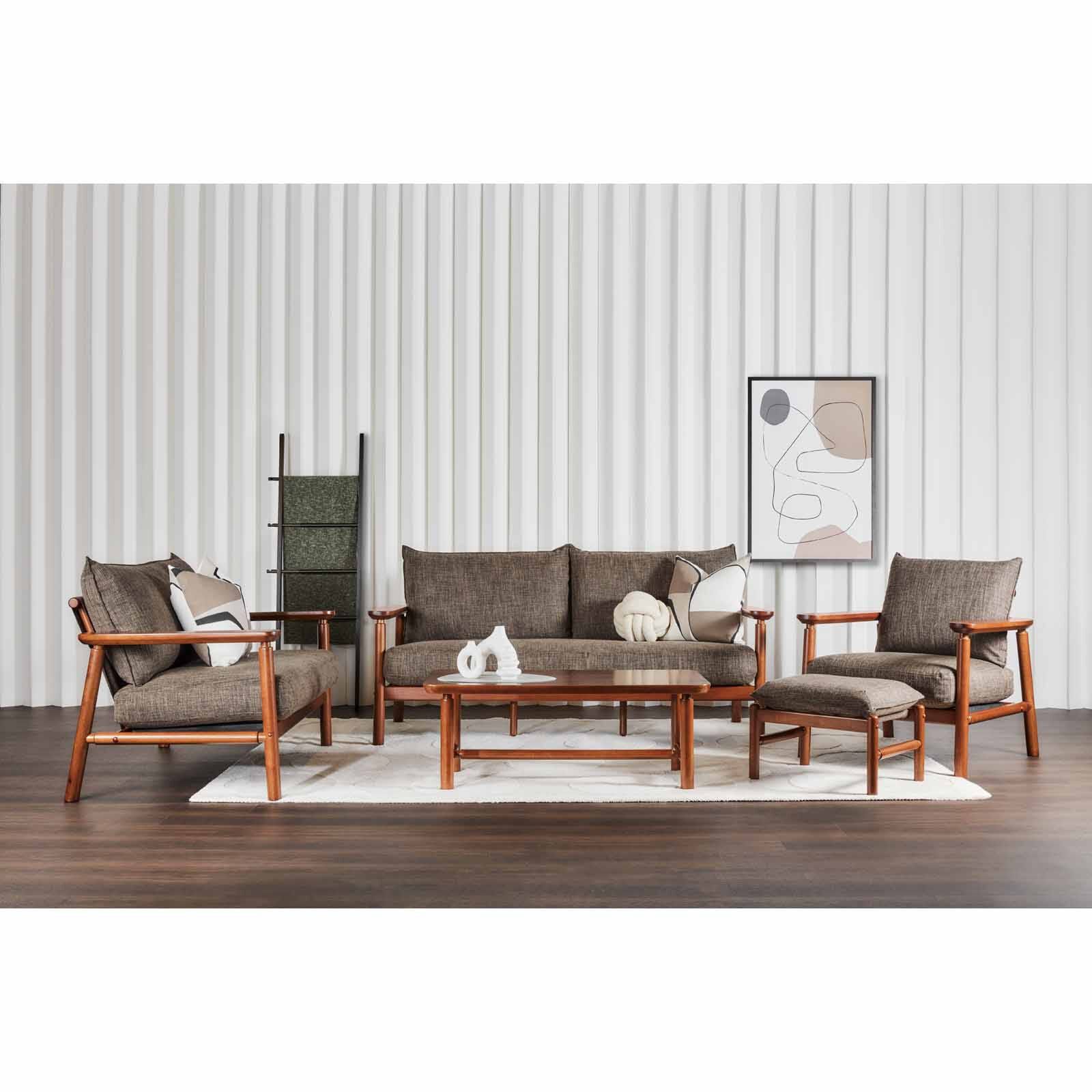 MUZE 3 Seater Sofa (fab) Brown Fabric Sofa MERU-image 10
