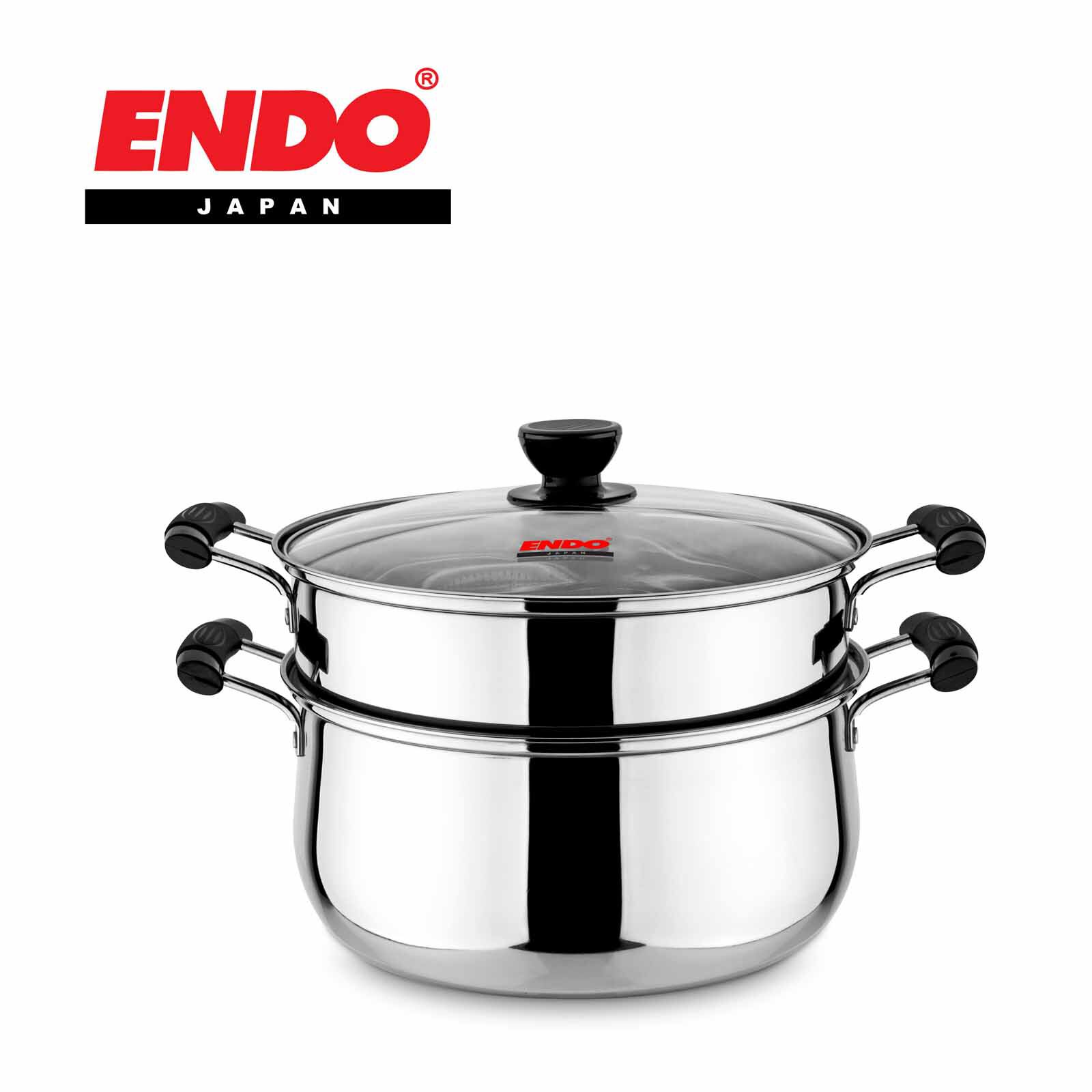 ENDO 28cm 2-tier Stainless Steel Steamer E-S282T-image null