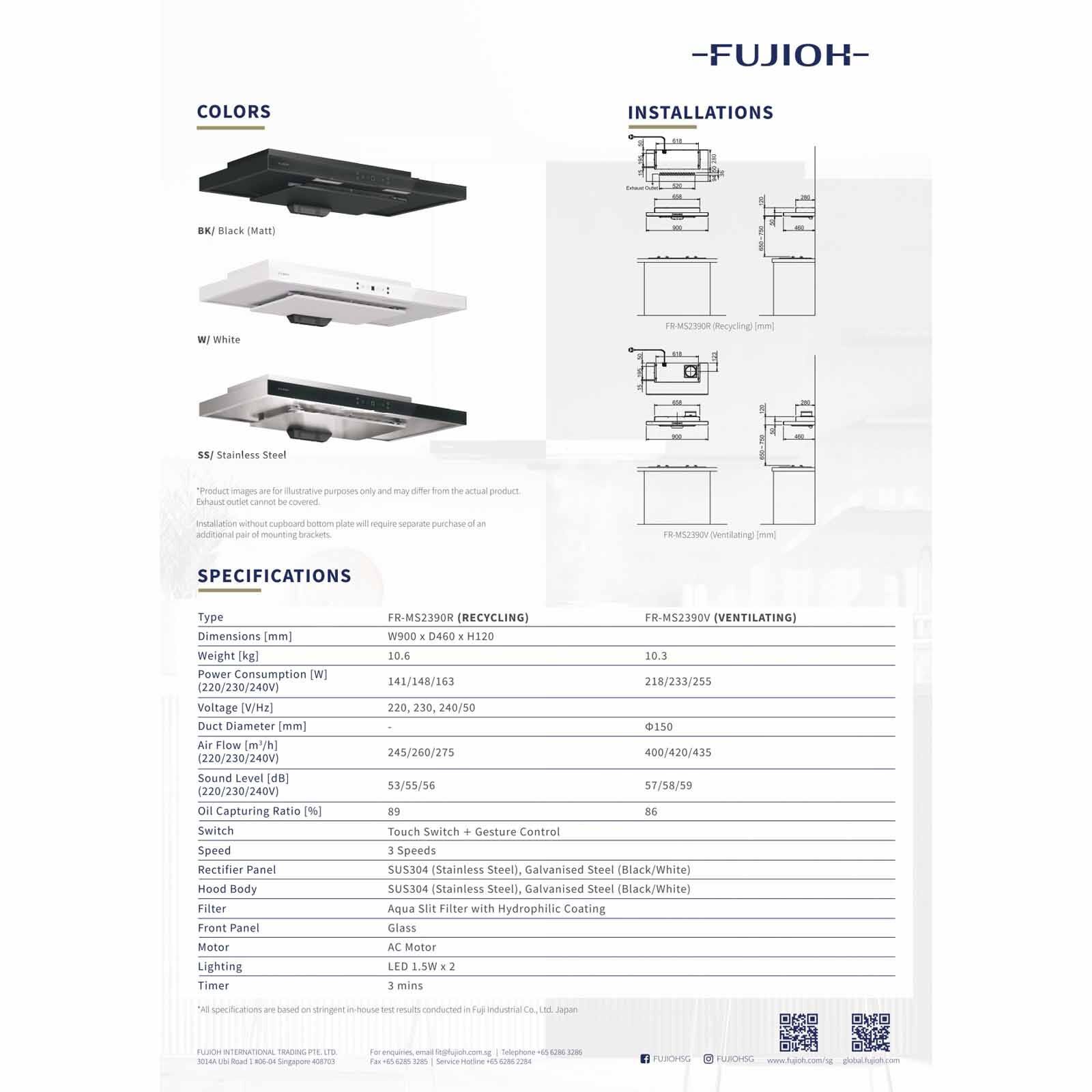 FUJIOH 90cm Slim Hood - Gloss White (exclude Installation) FR-MS2390R W-image 4