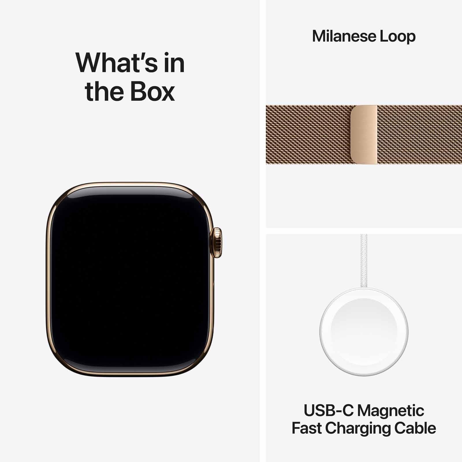 APPLE Watch Series 11 Gps + Cellular 46mm Gold Titanium Case With Gold Milanese Loop - M/l MFD84X/A-image 9
