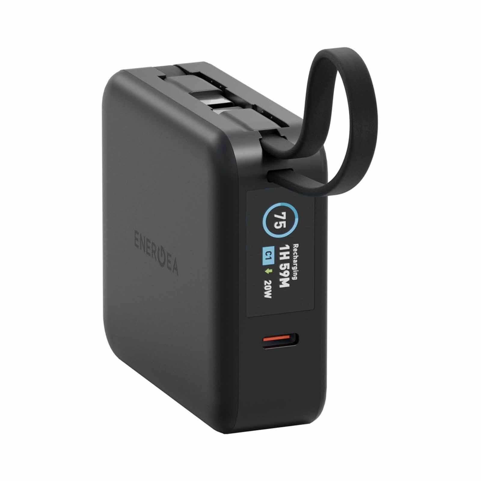 ENERGEA Magpac Mini Plus, 10000mah Magsafe Compatible Power Bank With Built-in C Cables & Display - Black MP-MINIPLUS-BLK-image 2